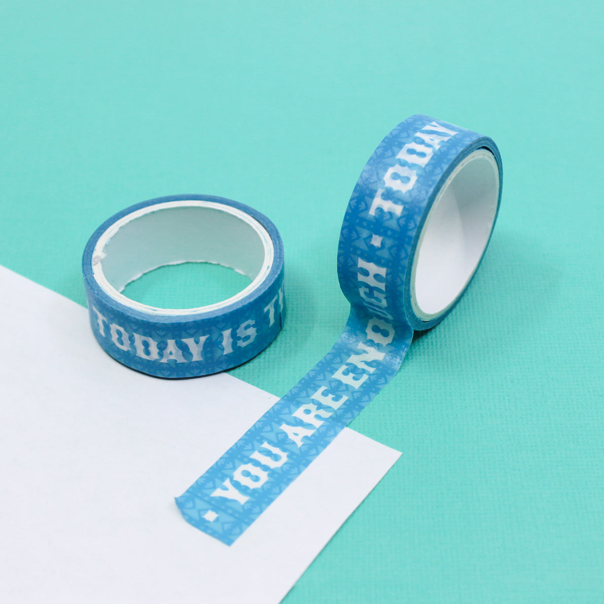 Boost positivity and creativity with our Self Affirmation Phrases Washi Tape. Featuring empowering words and phrases, it adds a motivational and stylish touch to your crafts. This tape is sold at BBB Supplies Craft Shop.