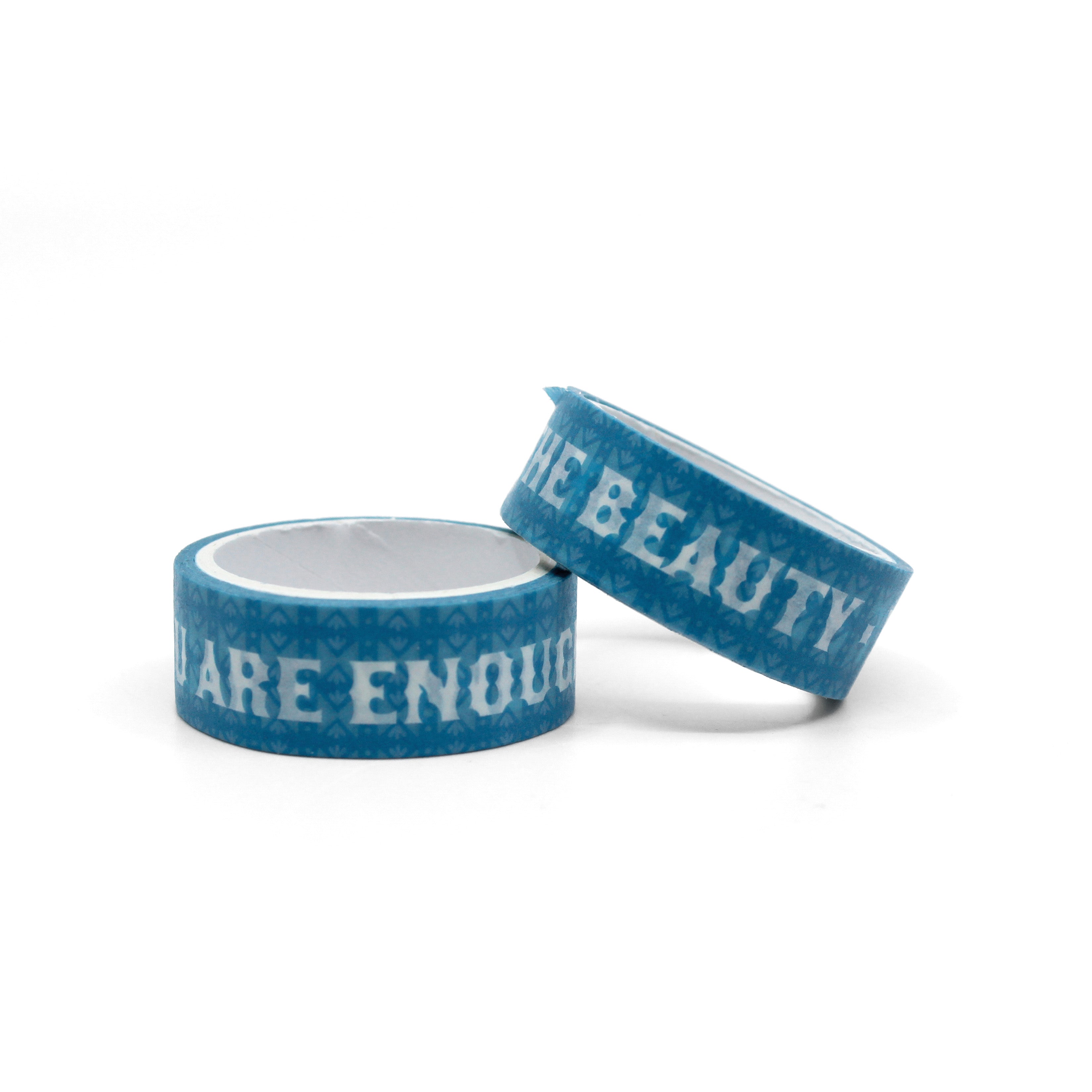 Boost positivity and creativity with our Self Affirmation Phrases Washi Tape. Featuring empowering words and phrases, it adds a motivational and stylish touch to your crafts. This tape is sold at BBB Supplies Craft Shop.