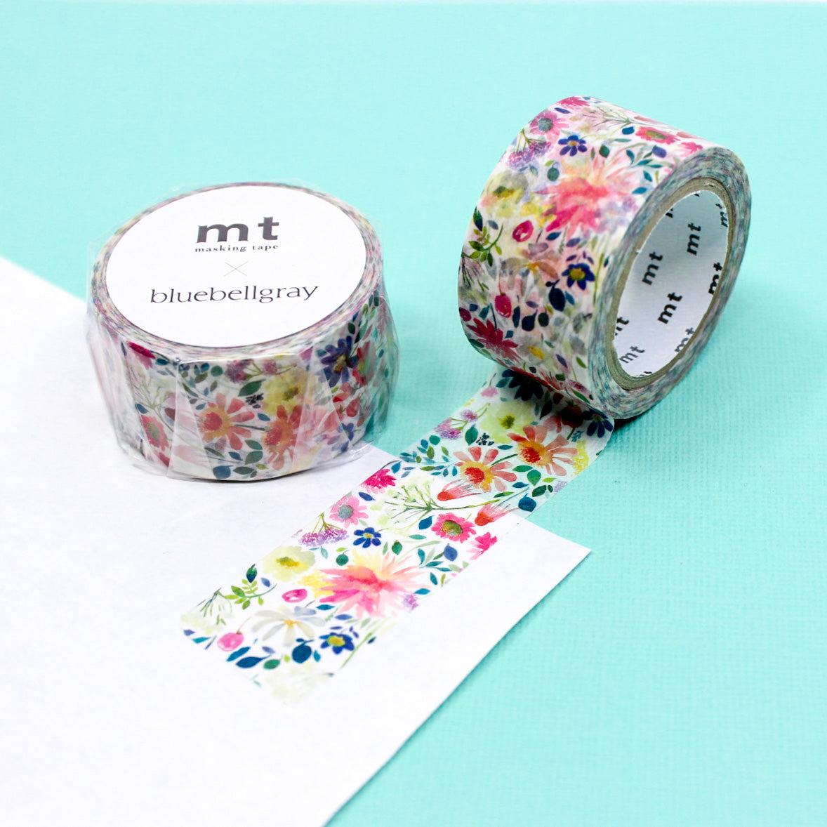 Infuse your projects with the beauty of watercolor art using our washi tape, adorned with a painterly design of floral motifs that captures the free-flowing and vibrant nature of watercolors, adding a touch of elegance to your crafts. This tape is a collaboration with MT and Bluebellgrey. It is sold at BBB Supplies Craft Shop.