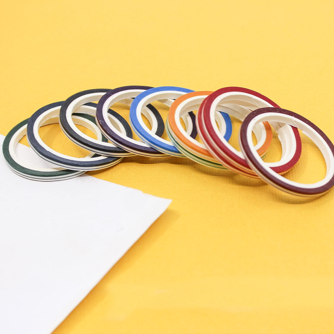 Rainbow border washi tape set with white center lines