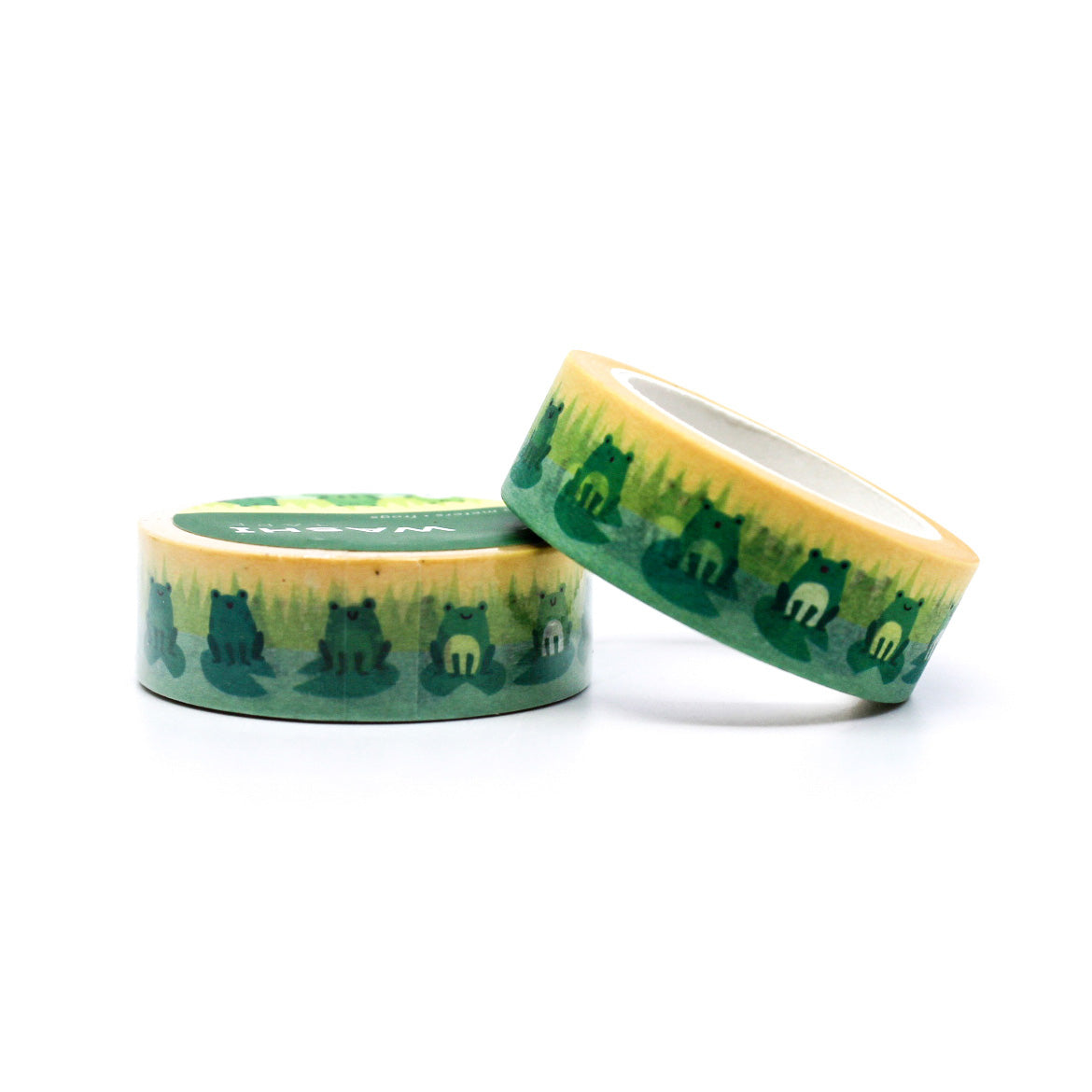  Cute Frog on Lily Pad Washi Tape: Playful design featuring frogs on lily pads. Ideal for nature-themed crafts. This tape is from Girl of All Work and sold at BBB Supplies Craft Shop.