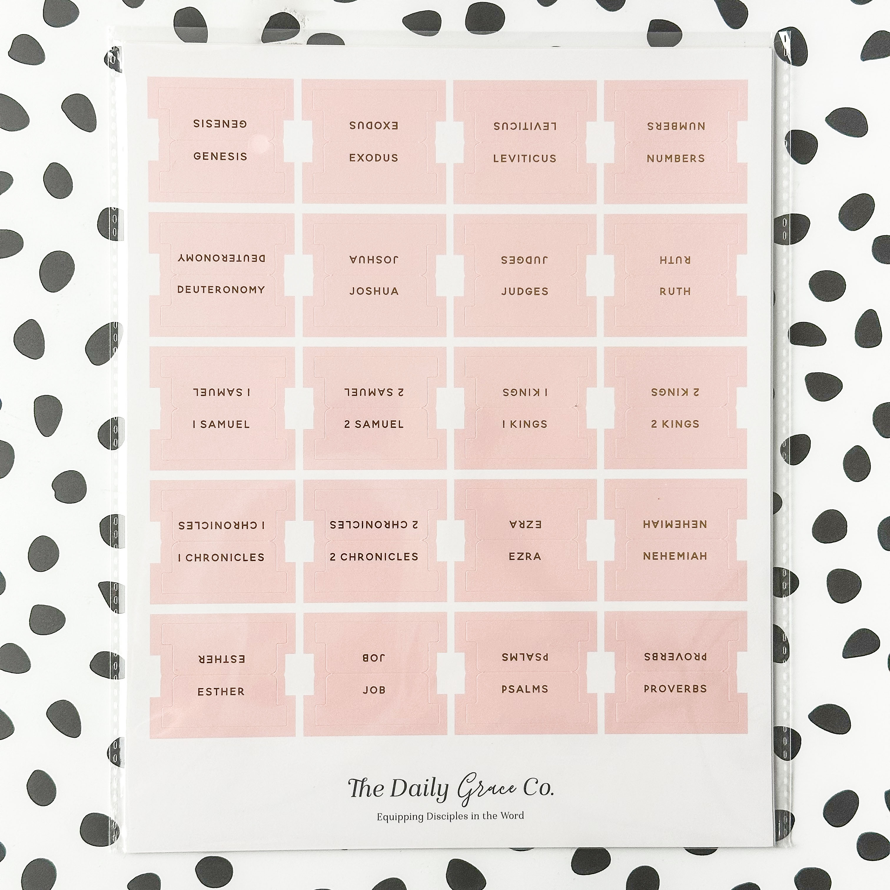 These beautifully decorative and vibrant books of the bible tabs are self-adhesive, making it easy to navigate your Bible during your bible journaling and Bible Studies. Available in several colors at BBB Supplies Craft Shop. 