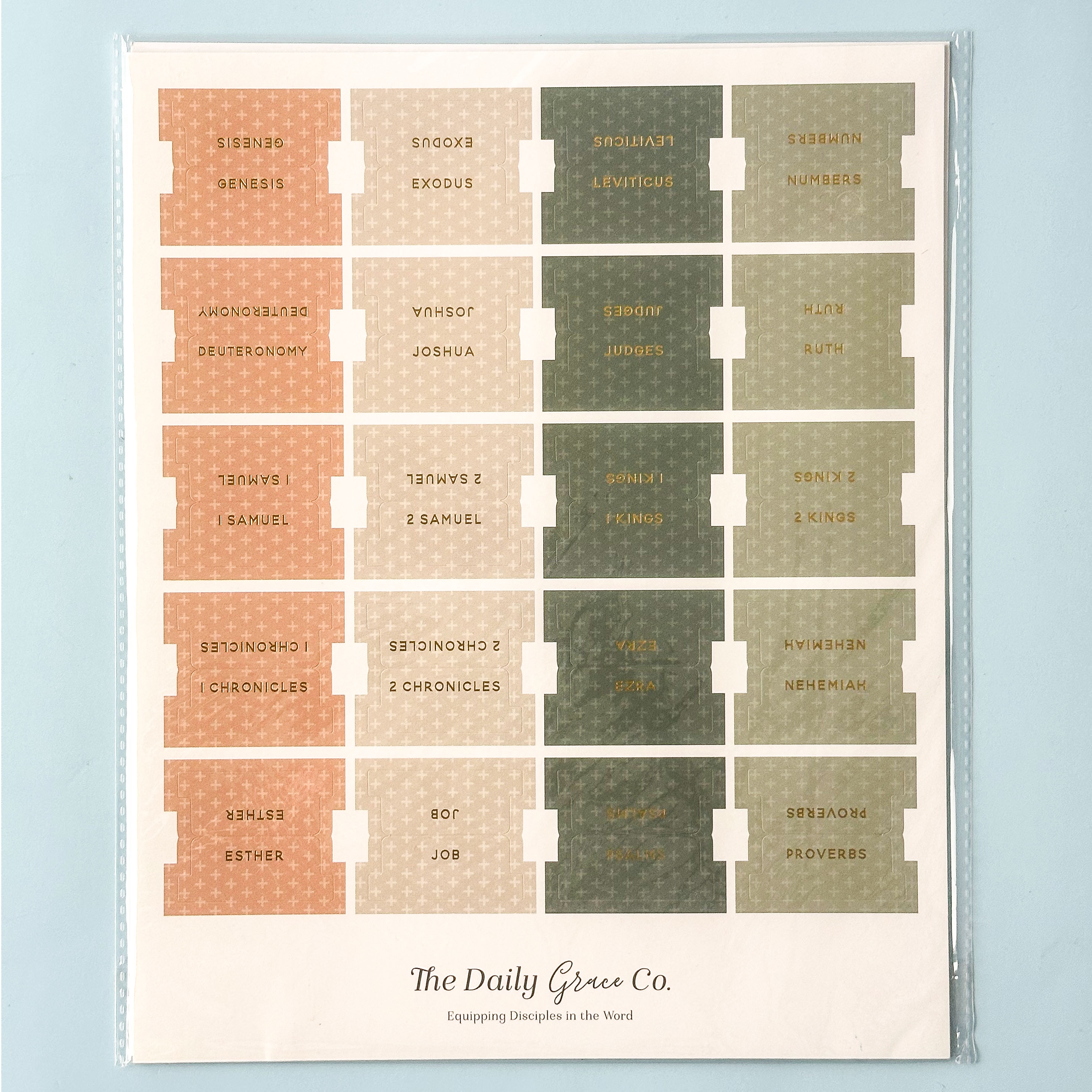 These beautifully decorative and vibrant books of the bible tabs are self-adhesive, making it easy to navigate your Bible during your bible journaling and Bible Studies. Available in several colors at BBB Supplies Craft Shop. 