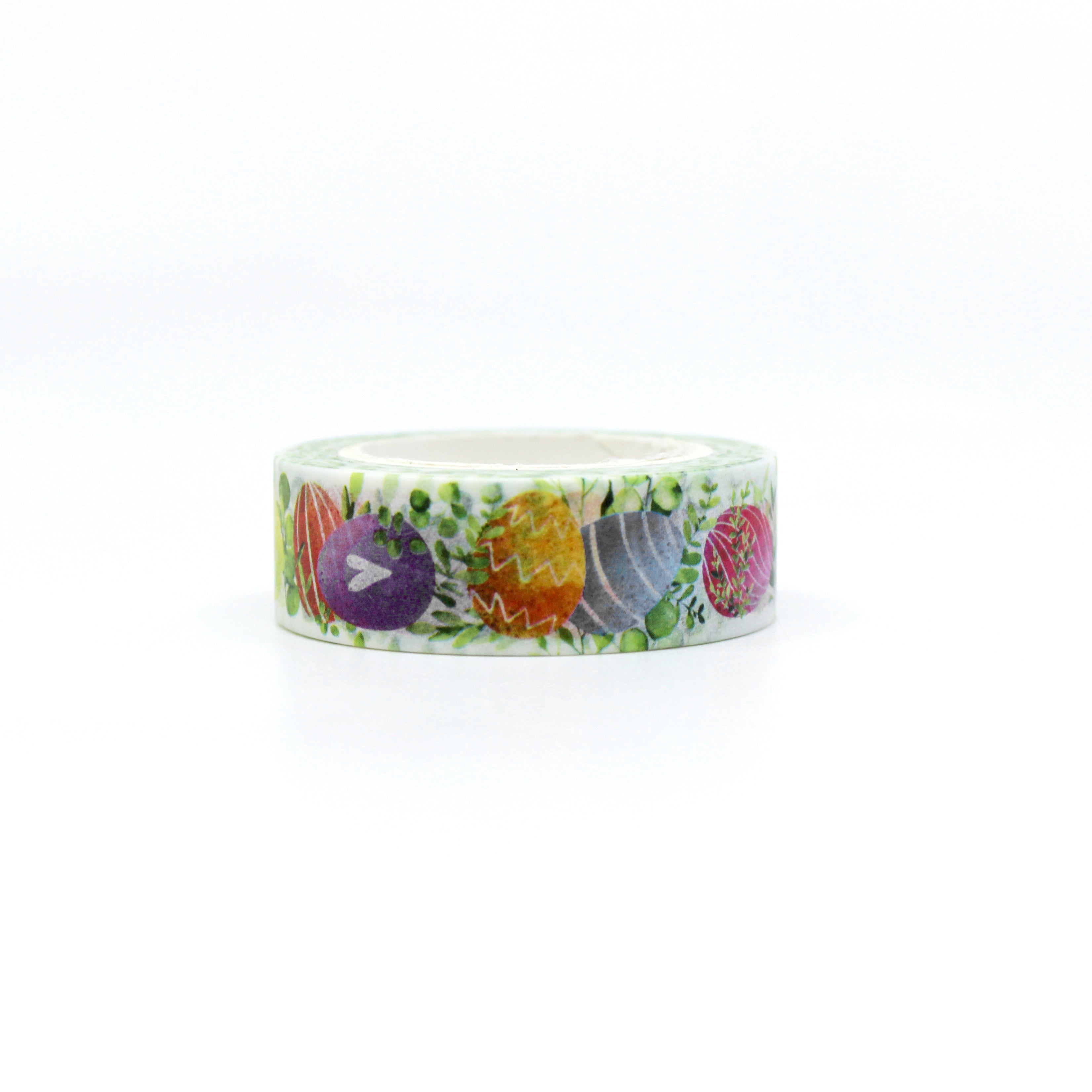 Easter Egg on Grass Washi Tape: Celebrate the season with this charming washi tape featuring colorful Easter eggs nestled in lush green grass, perfect for Easter-themed crafts and decorations. This cute tape is sold at BBB Supplies Craft Shop.