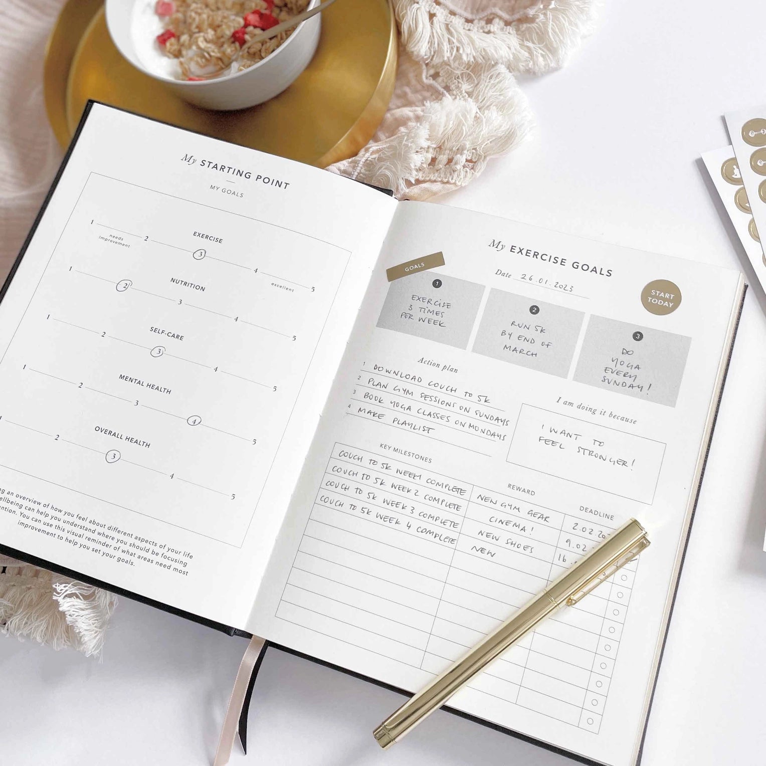 Stay on top of your fitness goals with this comprehensive planner. Track your workouts, plan your meals, and monitor your progress all in one convenient place. This Planner is from Blush and Gold and sold at BBB Supplies Craft Shop. 