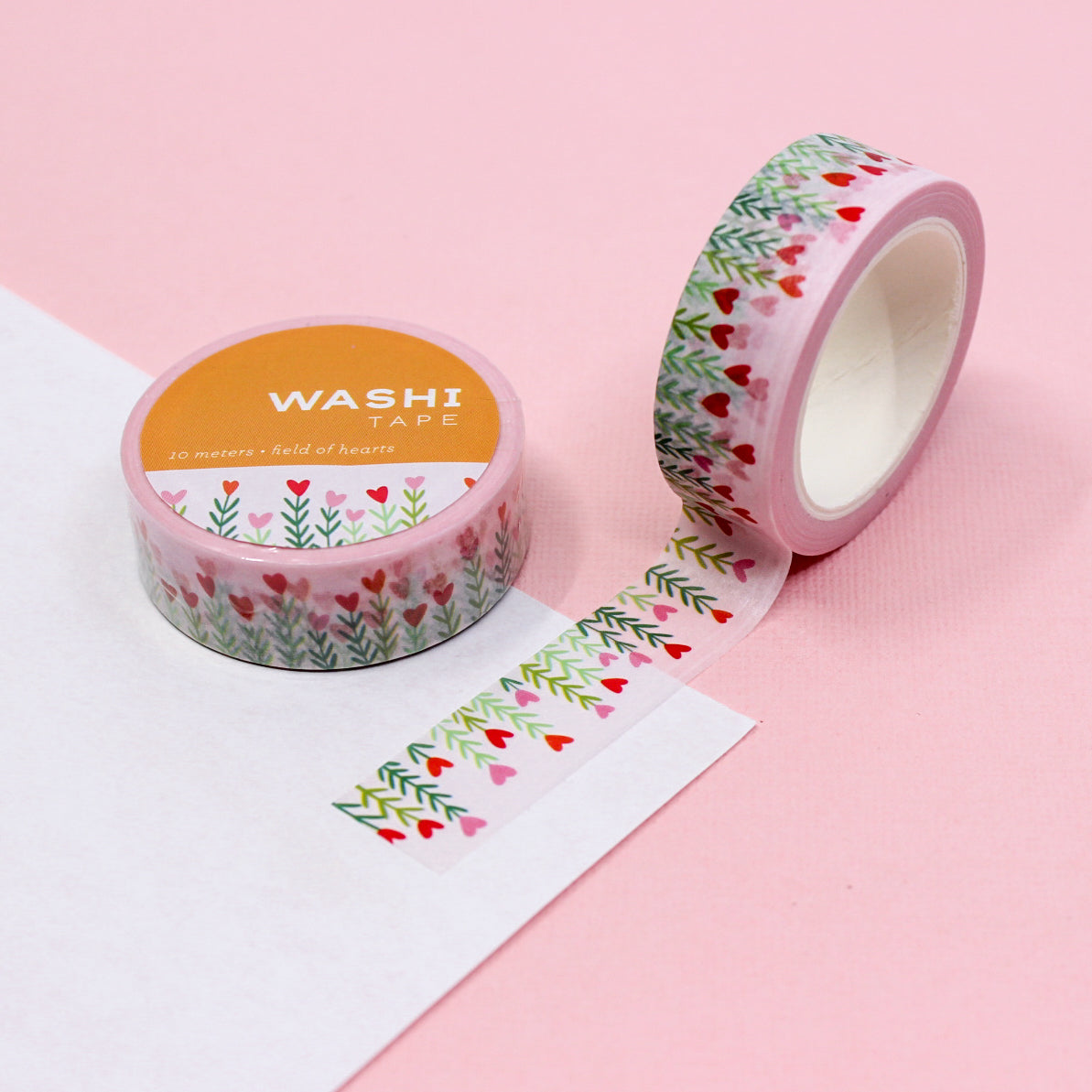 Infuse your crafts with love using our Field of Hearts Washi Tape, adorned with a delightful pattern of hearts. Perfect for adding a romantic and affectionate touch to your projects. This tape from Girl of All Work is sold at BBB Supplies Craft Shop.