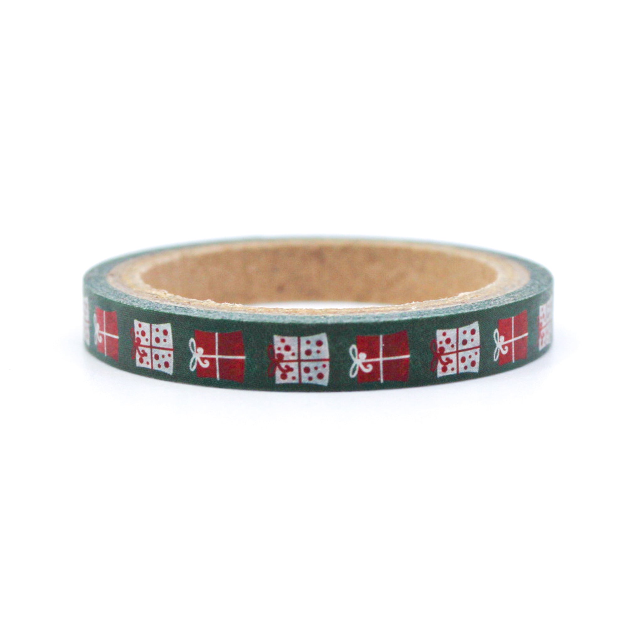 Infuse your creations with the spirit of giving using our washi tape adorned with green Christmas gifts, capturing the joy and excitement of holiday presents. This tape is sold at BBB Supplies Craft Shop.