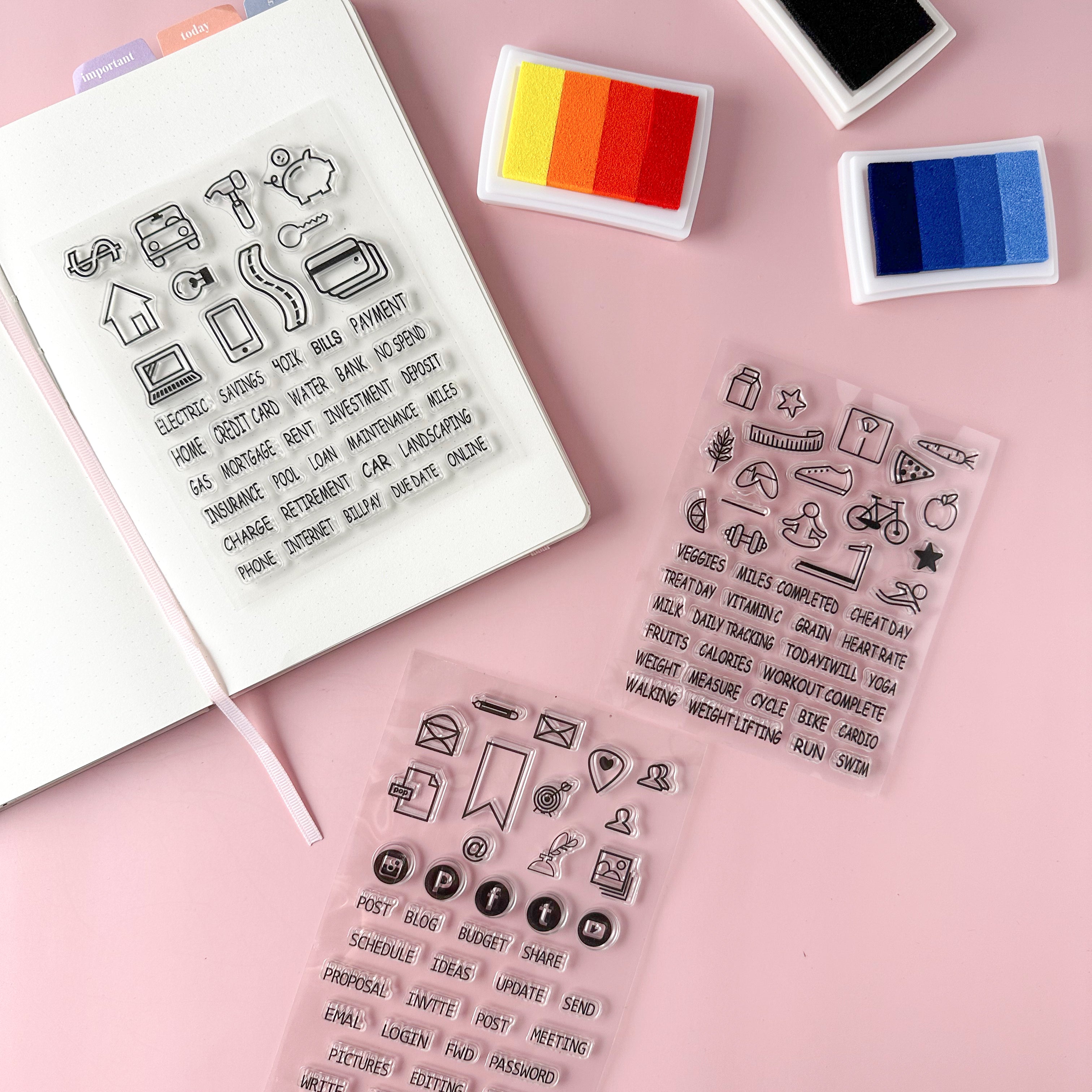 Effortlessly plan your meals and grocery shopping with our dedicated BUJO stamps, featuring a variety of icons and symbols for meal prep, grocery lists, and recipe organization. These stamps are sold at BBB Supplies Craft Shop.