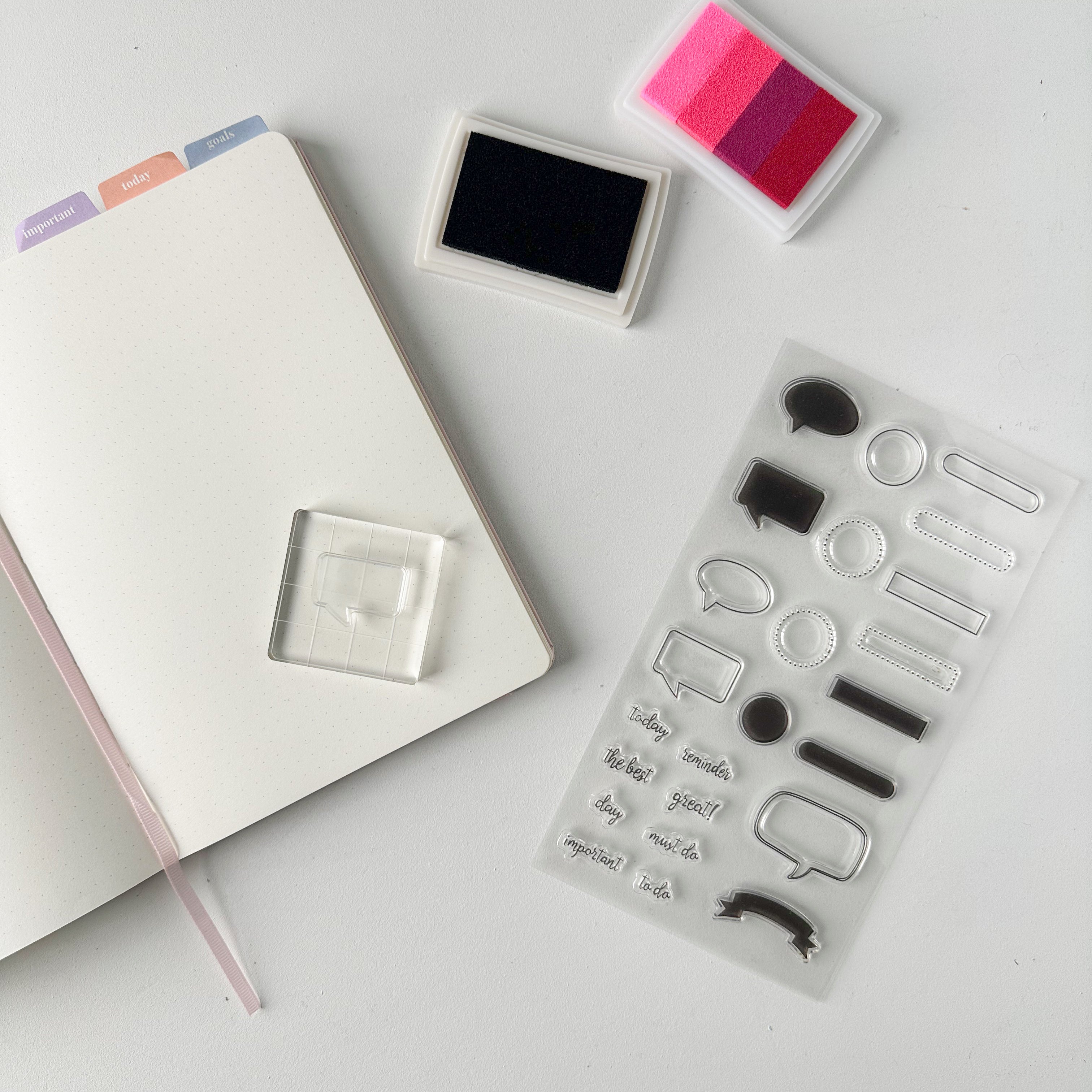  Enhance your planner customization with our specialized silicone stamps, offering a variety of frames, banners, and callout boxes to highlight important dates, notes, and events in your planner spreads. This stamp is sold at BBB Supplies Craft Shop.