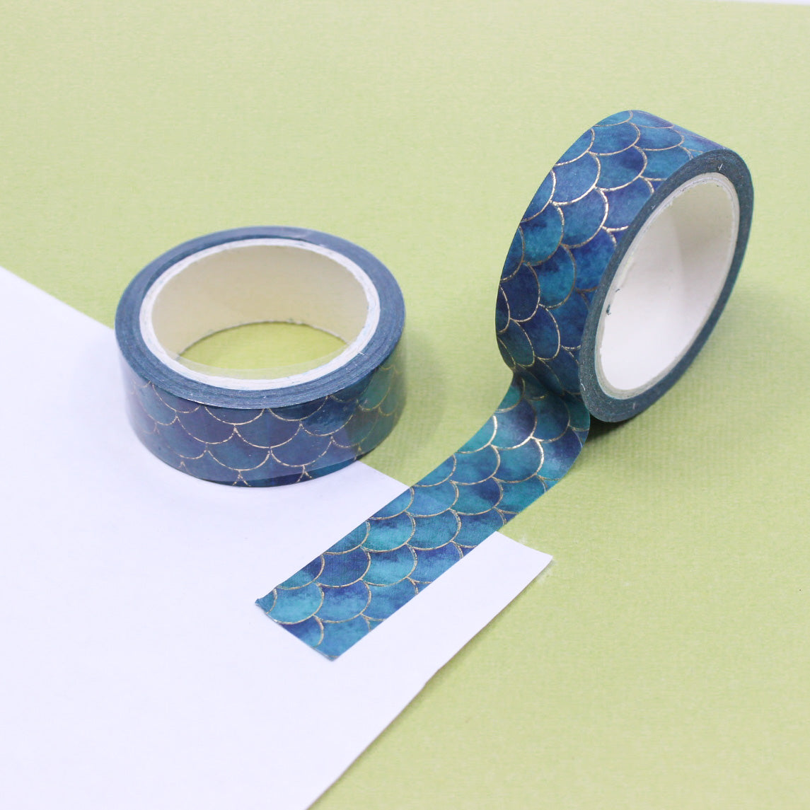 Mermaid fish scales pattern washi tape in ocean colors