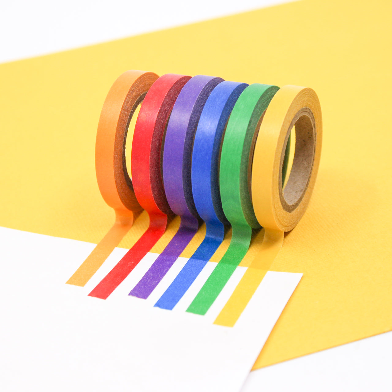 Get creative with our Primary Color Narrow Solid Washi Tape Set. This set includes a collection of narrow washi tapes in bold primary colors, ideal for adding a vibrant and eye-catching touch to your projects. This tape is sold at BBB Supplies Craft Shop.