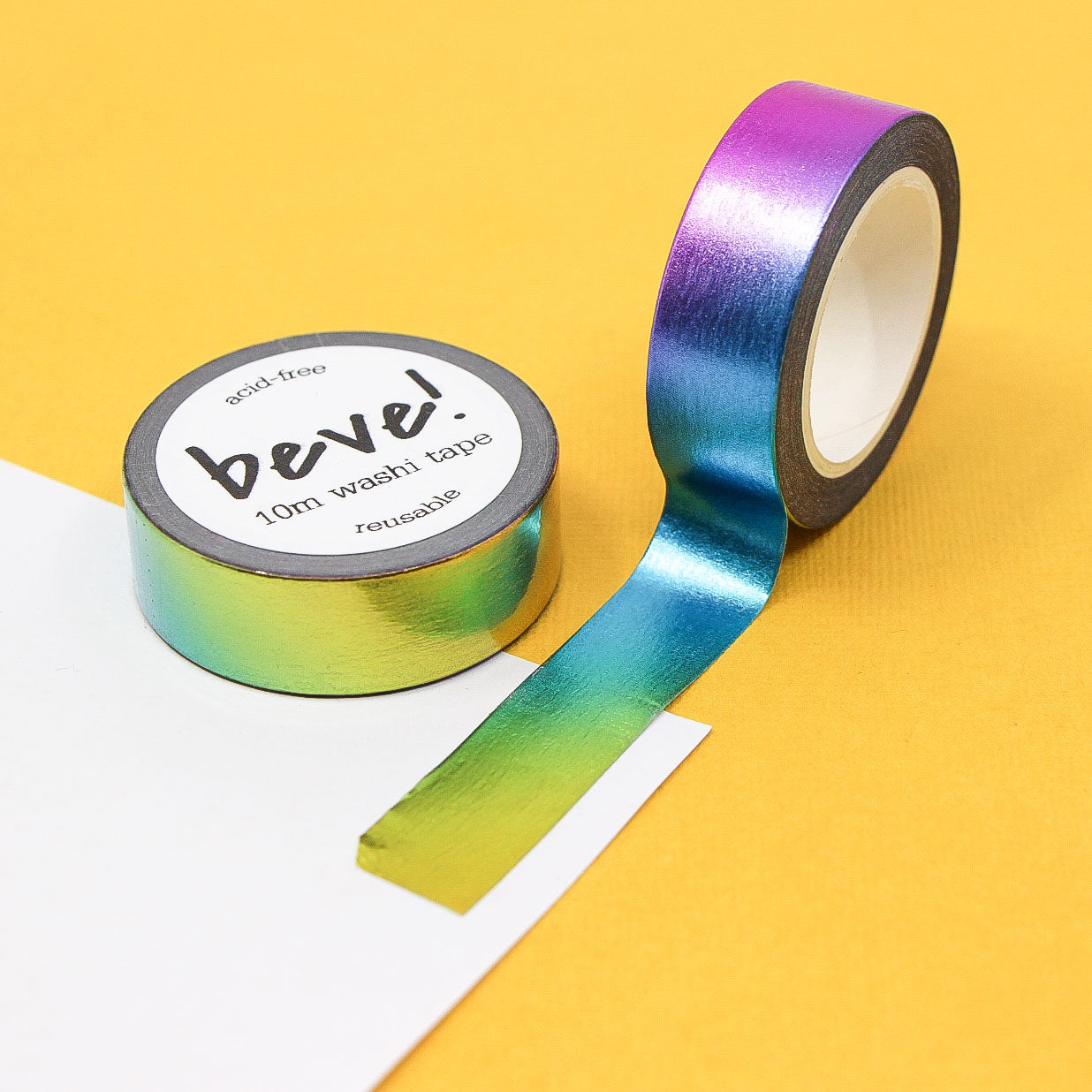 Metallic rainbow ombre washi tape roll with foil finish