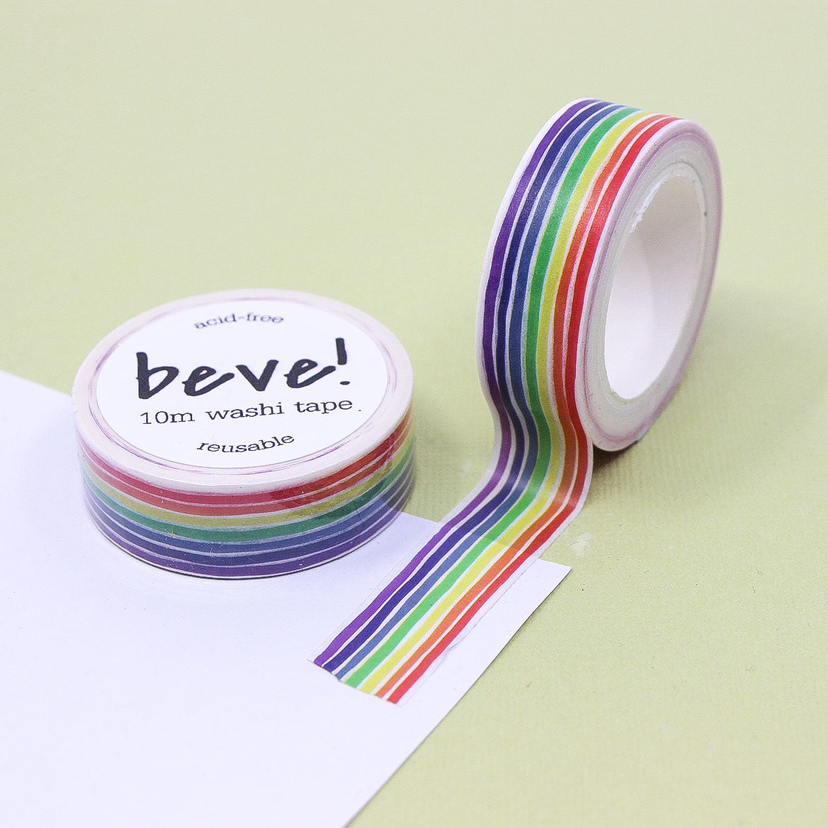 Primary color border washi tape with hand-drawn line design