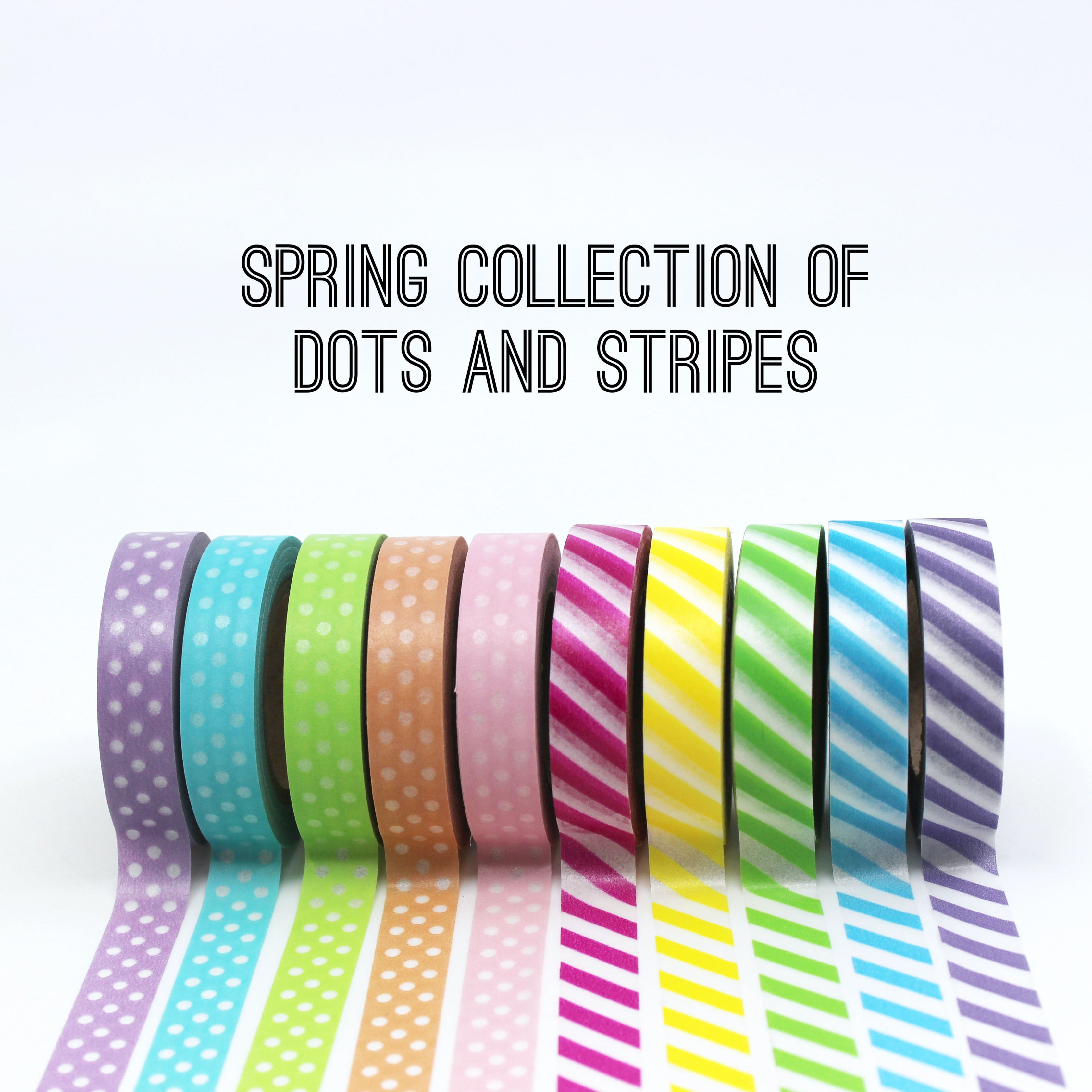 Pastel stripes and dots washi tape set for planners and journals