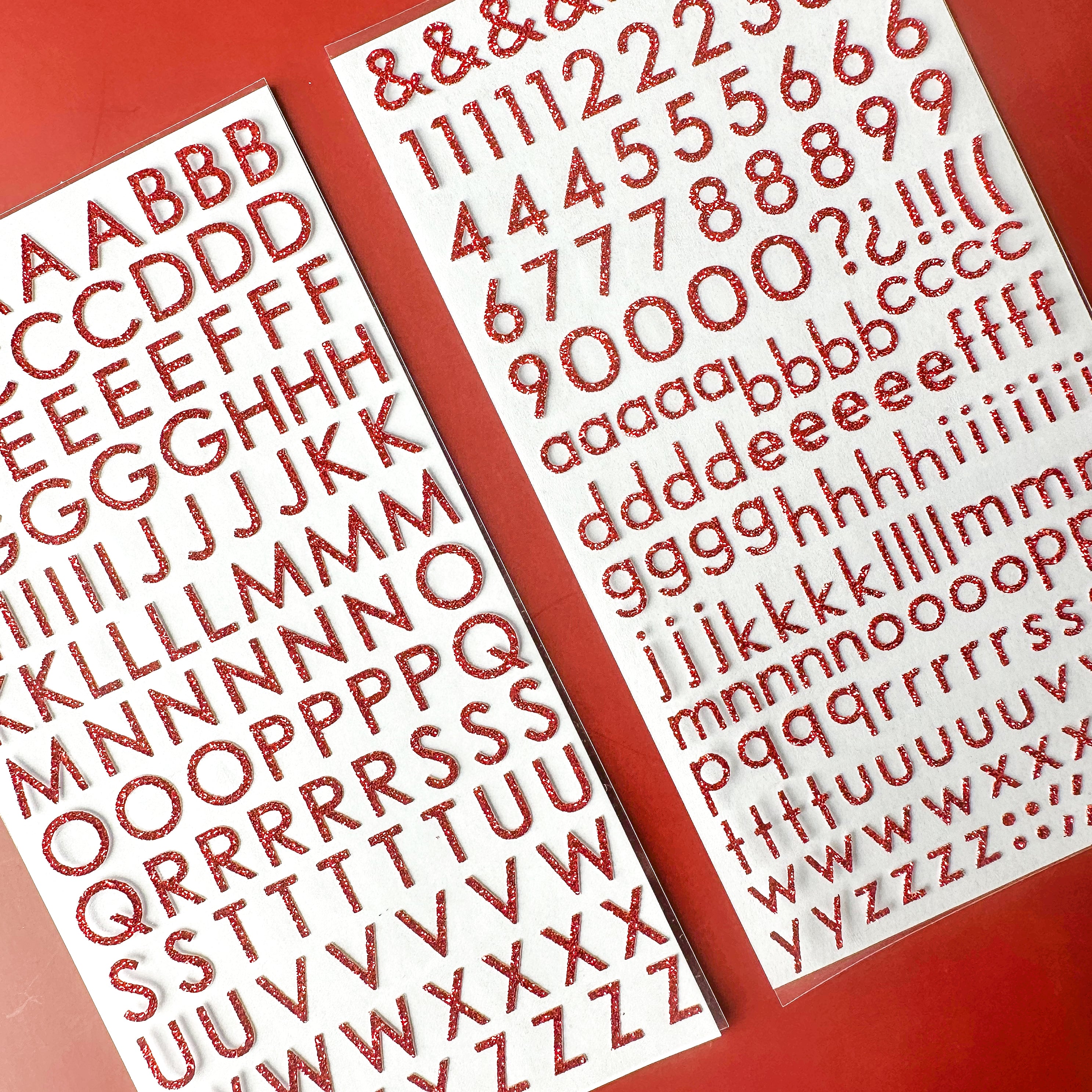 Red Glitter Sticker Letters, Planner Supplies