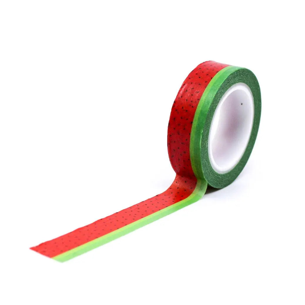 Watermelon slice decorative craft tape in red and green colors for planners.