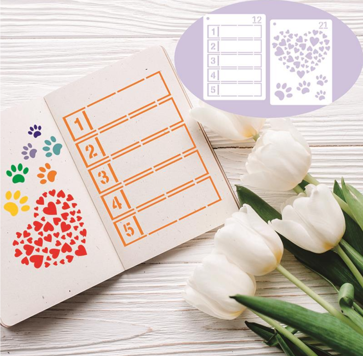 24 Piece  Easy Journaling Spread Stencils