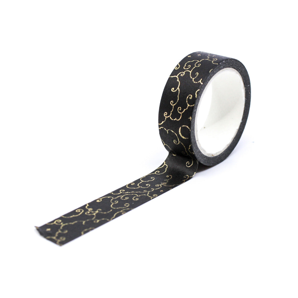 Gold Foil Black Cloud Swirl Washi