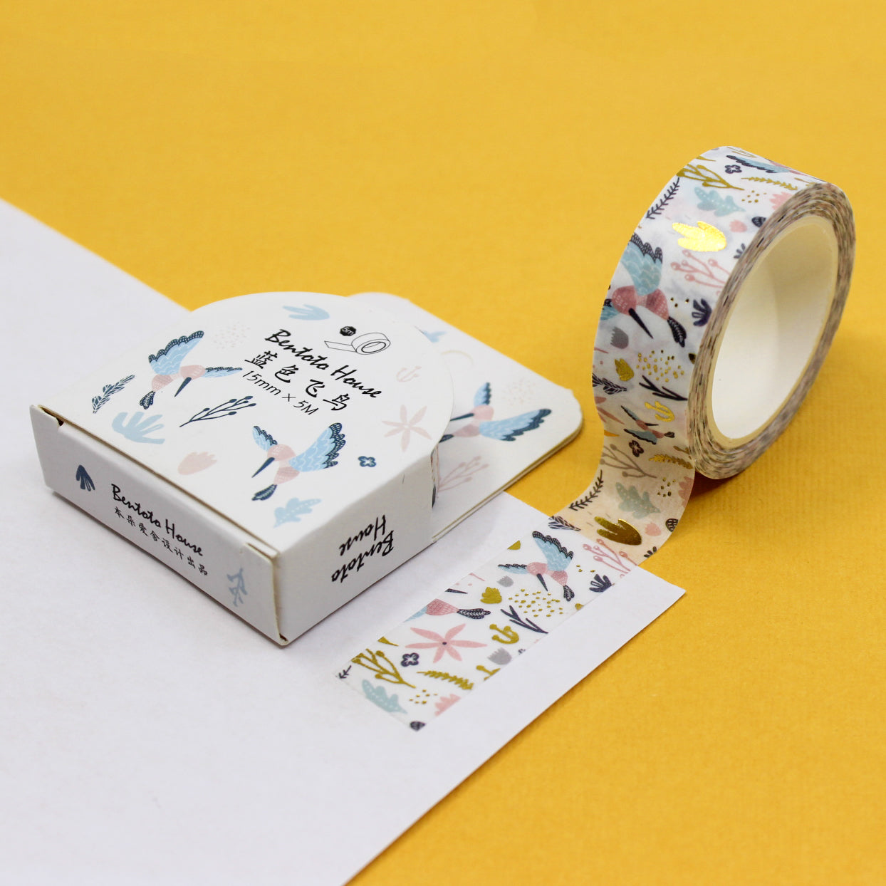 Embark on a whimsical journey with our fairytale hummingbird washi tape, featuring delicate hummingbirds amidst an enchanted backdrop of flowers and magical elements. This tape is sold at BBB Supplies Craft Shop.