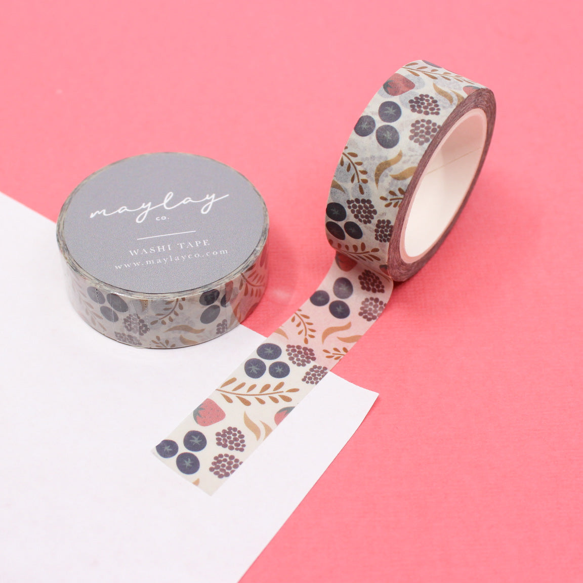 Add a subtle burst of fruity flavor to your crafts with our Muted Colors Fruity Washi Tape, featuring a soft and pastel-colored fruit pattern. Ideal for adding a touch of sweetness to your projects. This tape is designed by Maylay co and sold at BBB Supplies Craft Shop.