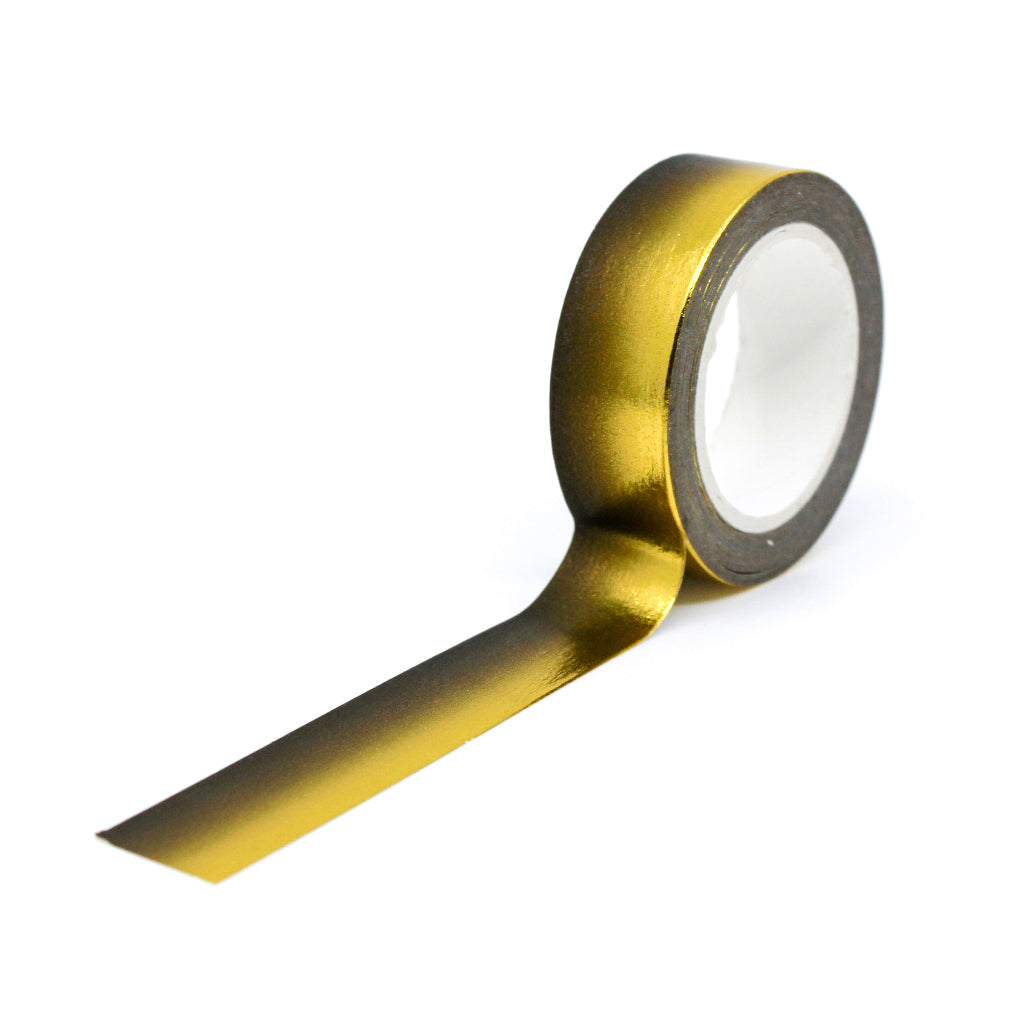 Enhance your crafts with our captivating gold foil ombre to black foil washi tape, featuring a stunning transition from shimmering gold to sleek black for a touch of glamour. This tape is sold at BBB Supplies Craft Shop.