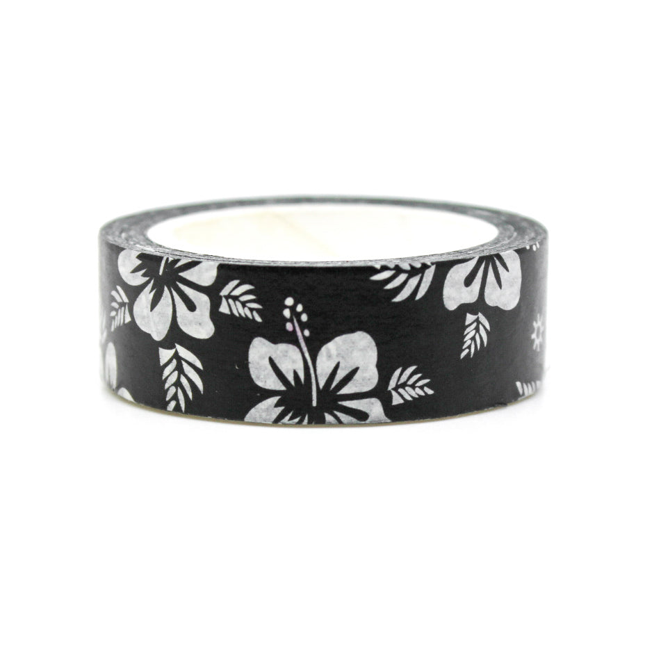 Infuse your crafts with a touch of tropical allure using our black and white tropical hibiscus pattern floral washi tape, featuring exquisite hibiscus flowers in a striking black and white color scheme. This tape is sold at BBB Supplies Craft Shop.