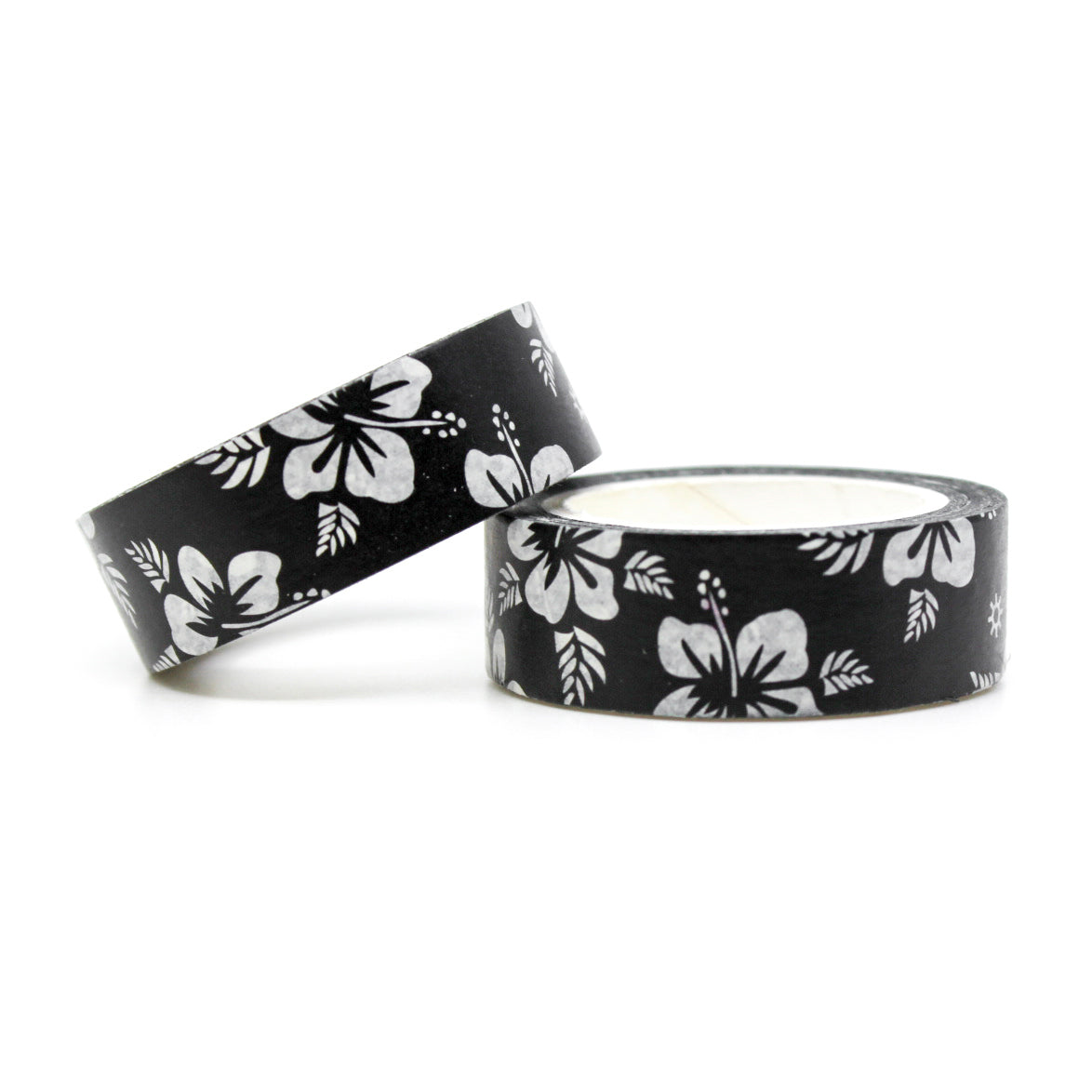 Infuse your crafts with a touch of tropical allure using our black and white tropical hibiscus pattern floral washi tape, featuring exquisite hibiscus flowers in a striking black and white color scheme. This tape is sold at BBB Supplies Craft Shop.