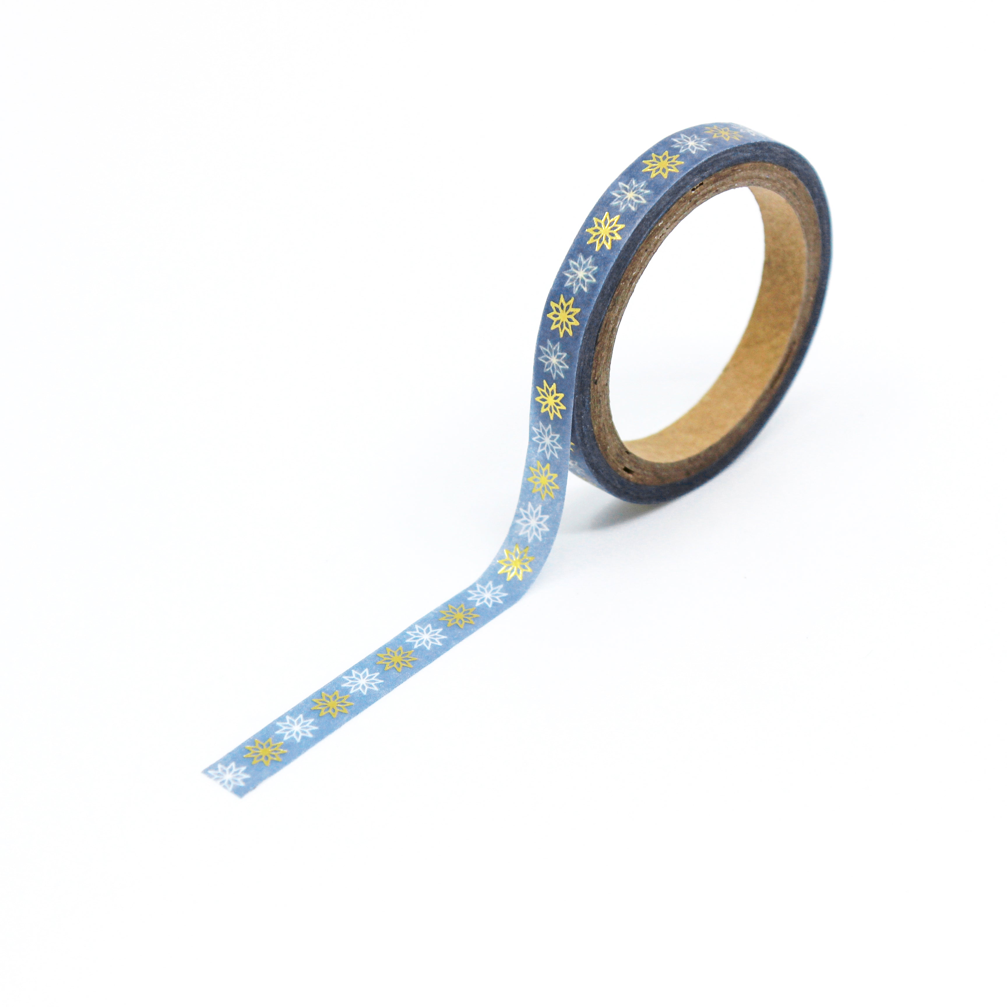 Infuse your projects with the enchantment of holiday festivities using our washi tape adorned with blue snowflake patterns, adding a festive and merry element to your crafts. This tape is sold at BBB Supplies Craft Shop.