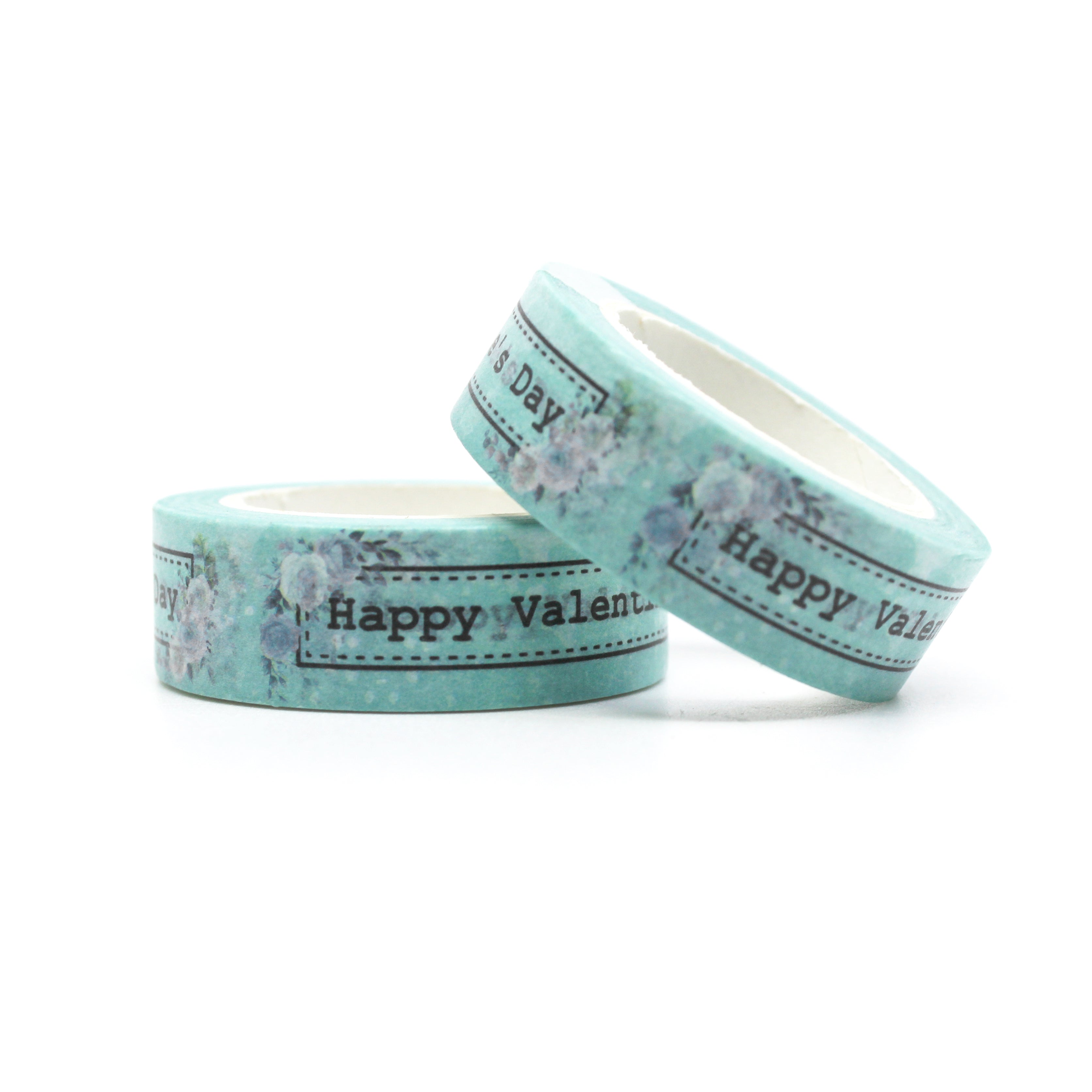 This blue 'Happy Valentine's Day Typogrpahy Text Washi tape is perfect for adding the message of the holiday to your borders and craft projects. This tape is sold at BBB Supplies Craft Shop.