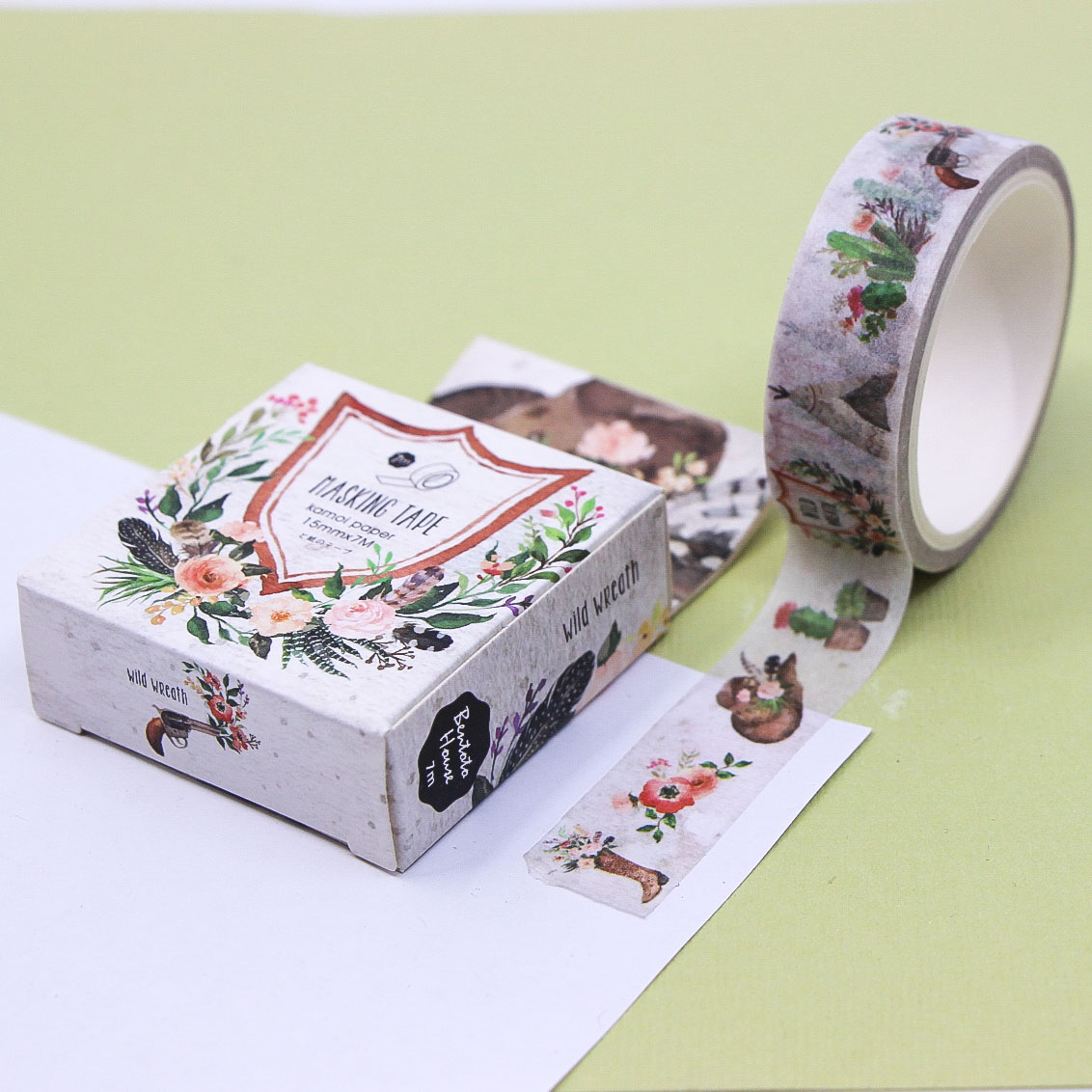 Boho floral cowboy boots washi tape roll for planner and journaling from BBB Supplies.