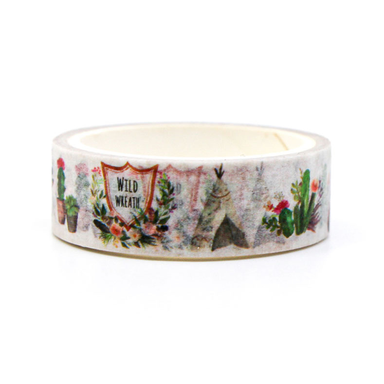 Close-up of bohemian western themed washi tape for crafts
