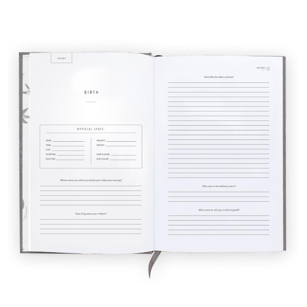This grey color childhood history journal has prompts to help parents write their child's story in each phase as a keepsake. This journal is from promptly and sold at BBB Supplies Craft Shop.