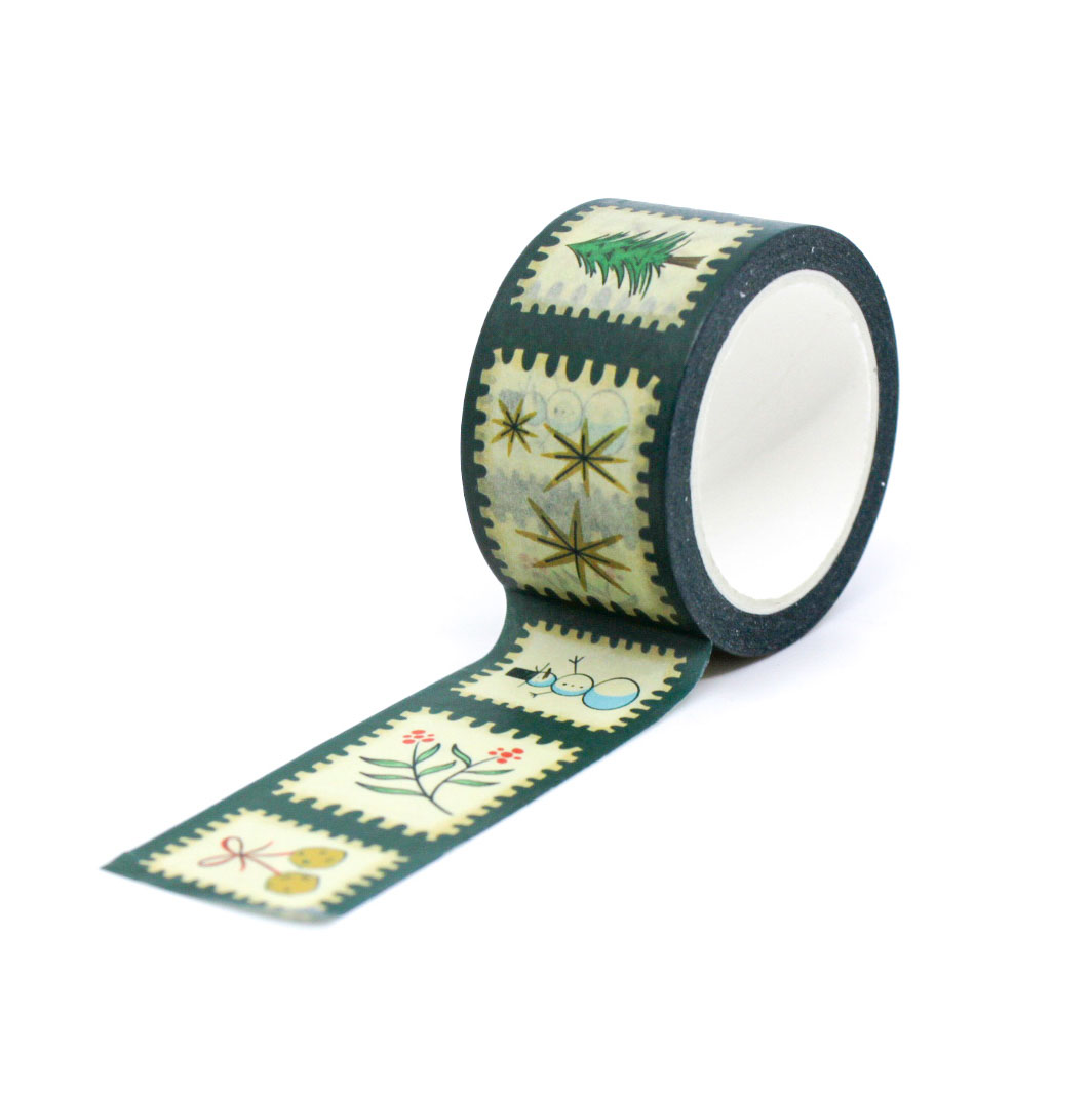 Festive Christmas stamp themed washi tape for scrapbooking