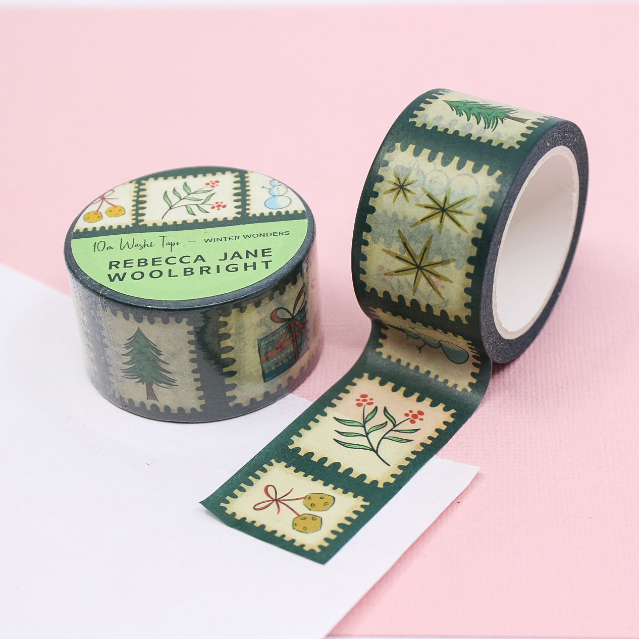 Christmas planner supplies with vintage stamp designs