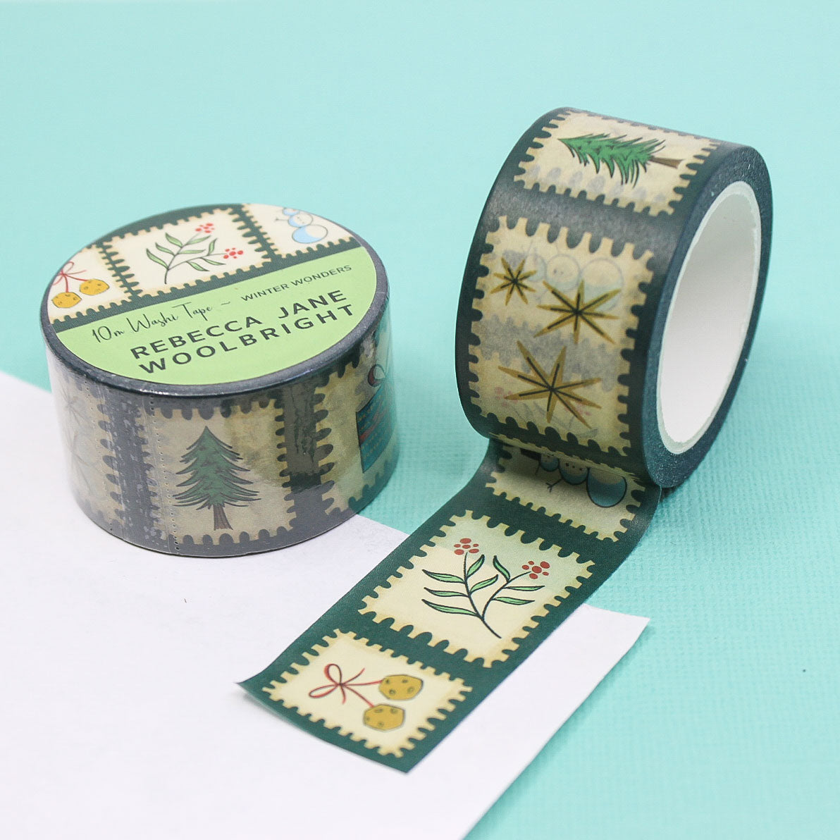 Christmas planner supplies with vintage stamp designs