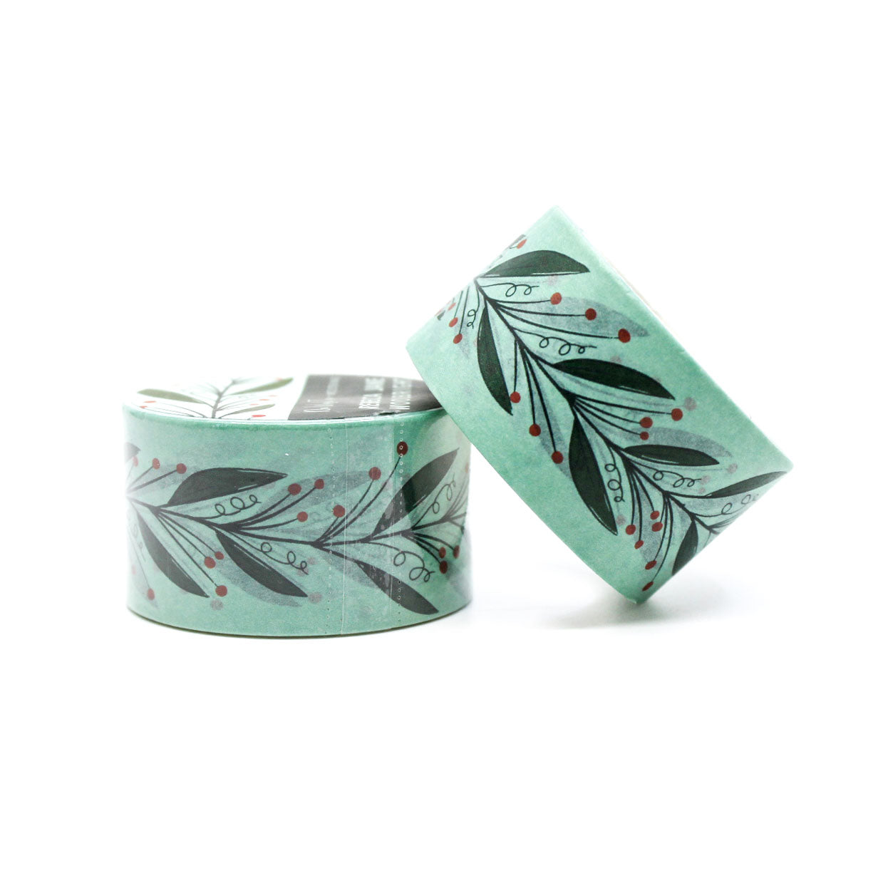 DIY holiday craft tape featuring green mistletoe pattern