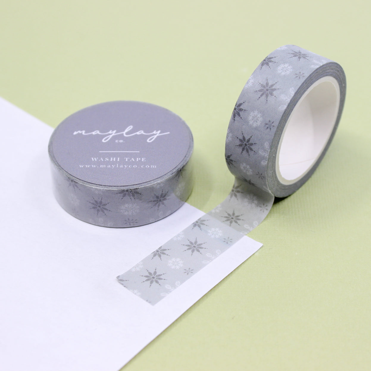 Embrace the tranquil beauty of winter with our Muted Colors Winter Snowflake Washi Tape, adorned with delicate and elegant snowflake patterns. Ideal for adding a touch of winter wonder to your projects. This tape is from Maylay Co. and sold at BBB Supplies Craft Shop.