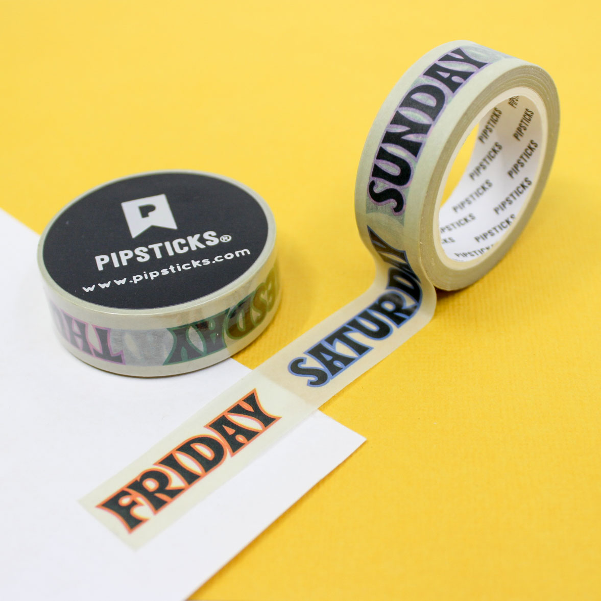 Colorful days of the week washi tape for planners