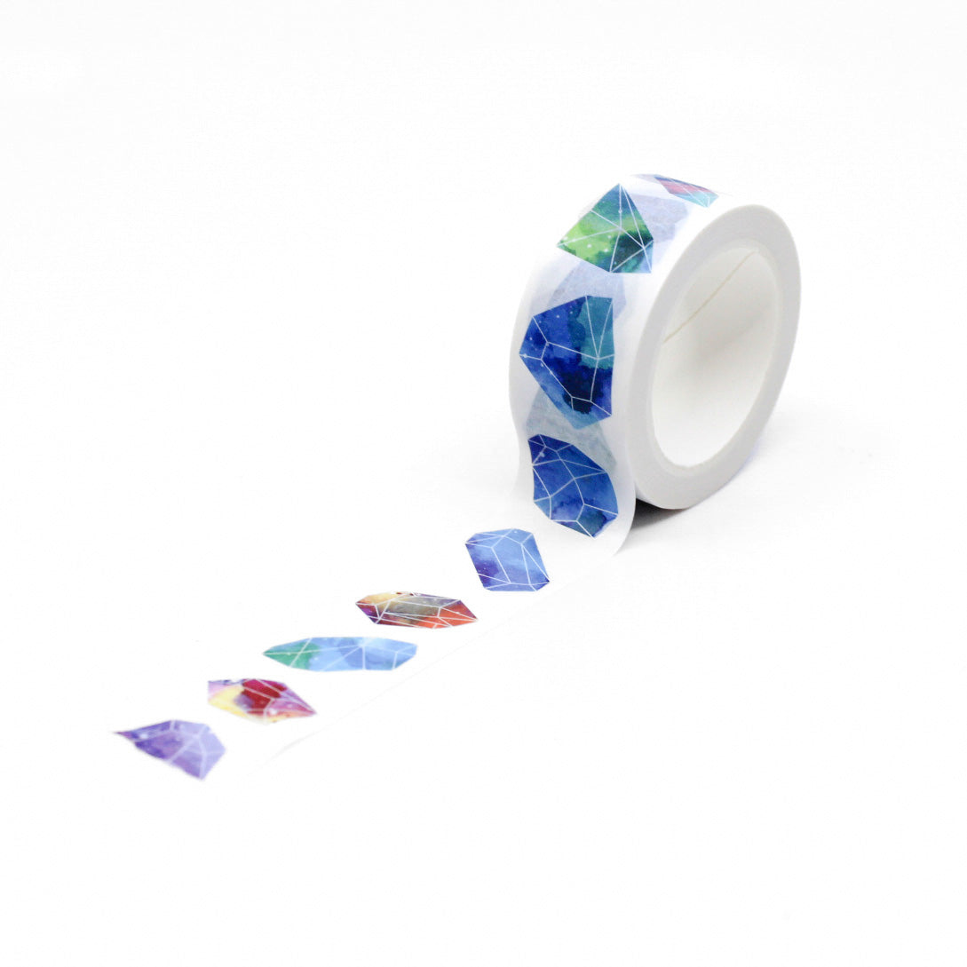 Add a touch of natural beauty to your crafts with this colorful gemstone geode washi tape. Featuring a stunning geode design in vibrant colors, this tape is perfect for decorating journals, scrapbooks, and more. This tape is sold at BBB Supplies Craft Shop.