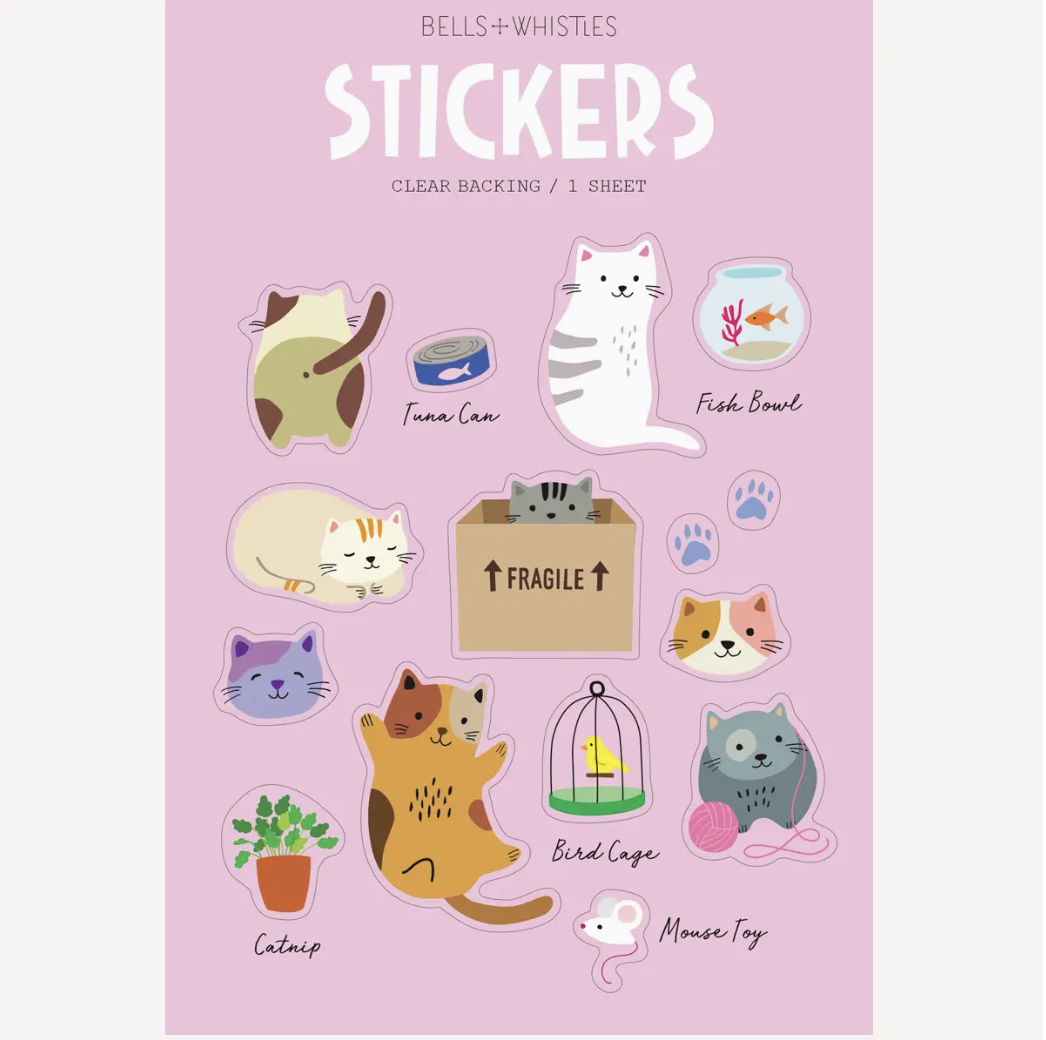 Cats Sticker Sheet with cute illustrated cat designs for planners and scrapbooks