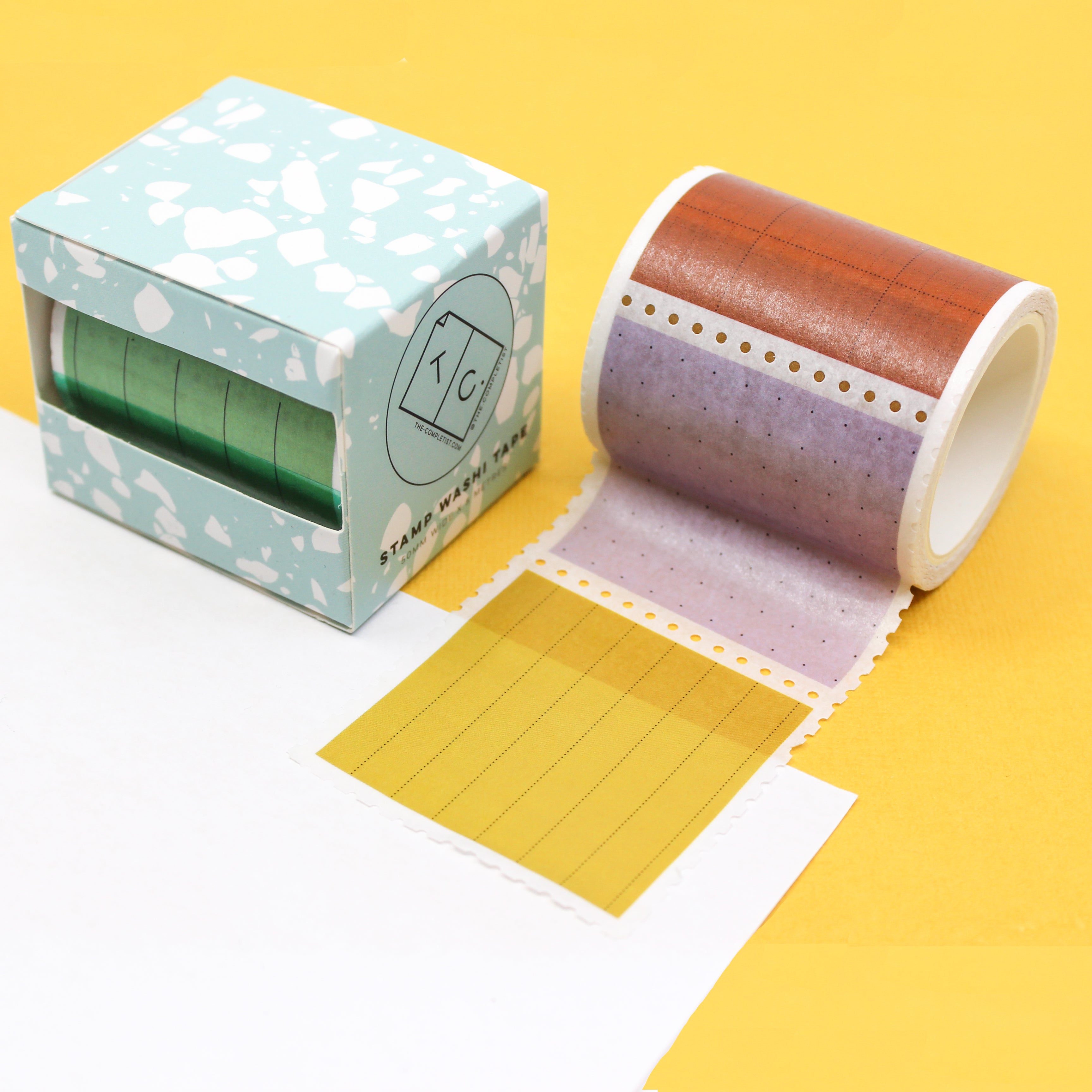 Achieve precision in your planning with Dot, Grid, and Line Washi Tape Stamps. These versatile tools offer customizable layouts for your journals and planners, adding both style and structure to your pages. This tape is from The Completiest and sold at BBB Supplies Craft Shop.