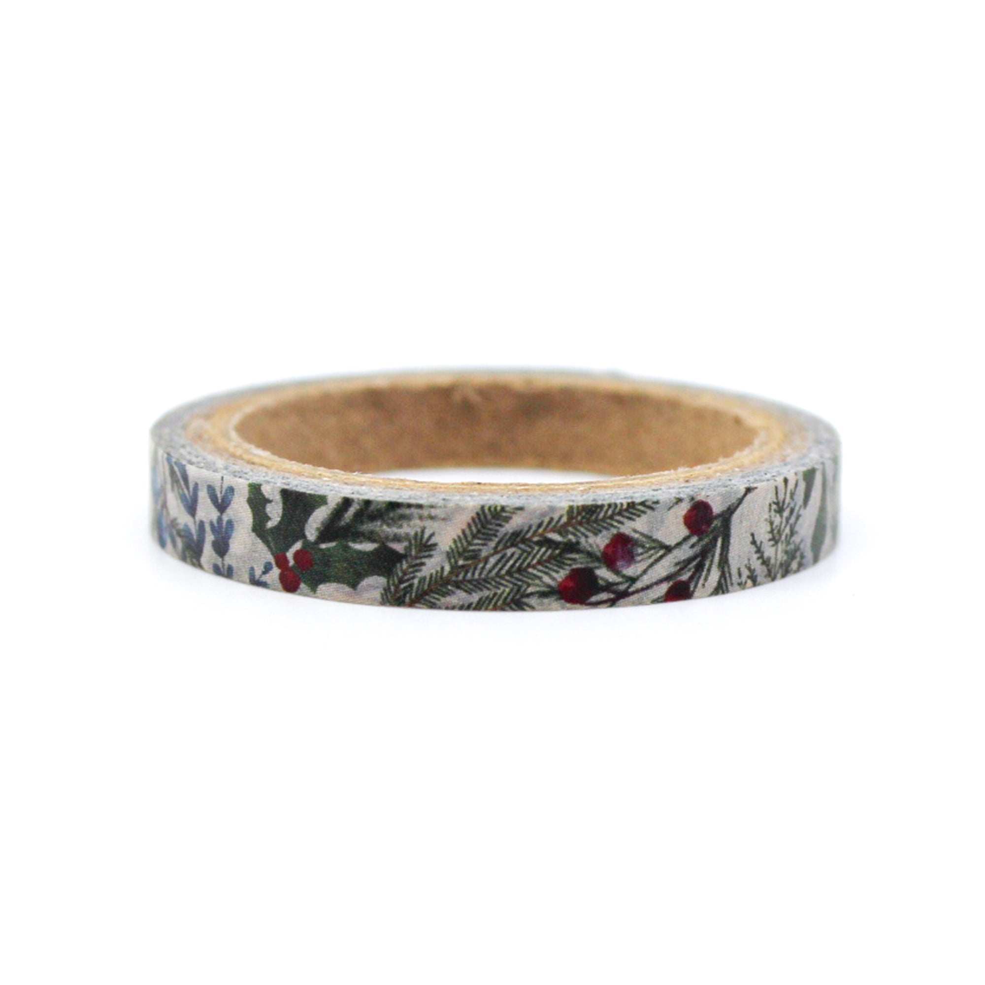 Celebrate the holidays with our holly-themed Washi tape in a slender design, ideal for adding a classic and subtle touch to your crafts, embodying the joy and beauty of holiday foliage. This tape is sold at BBB Supplies Craft Shop.