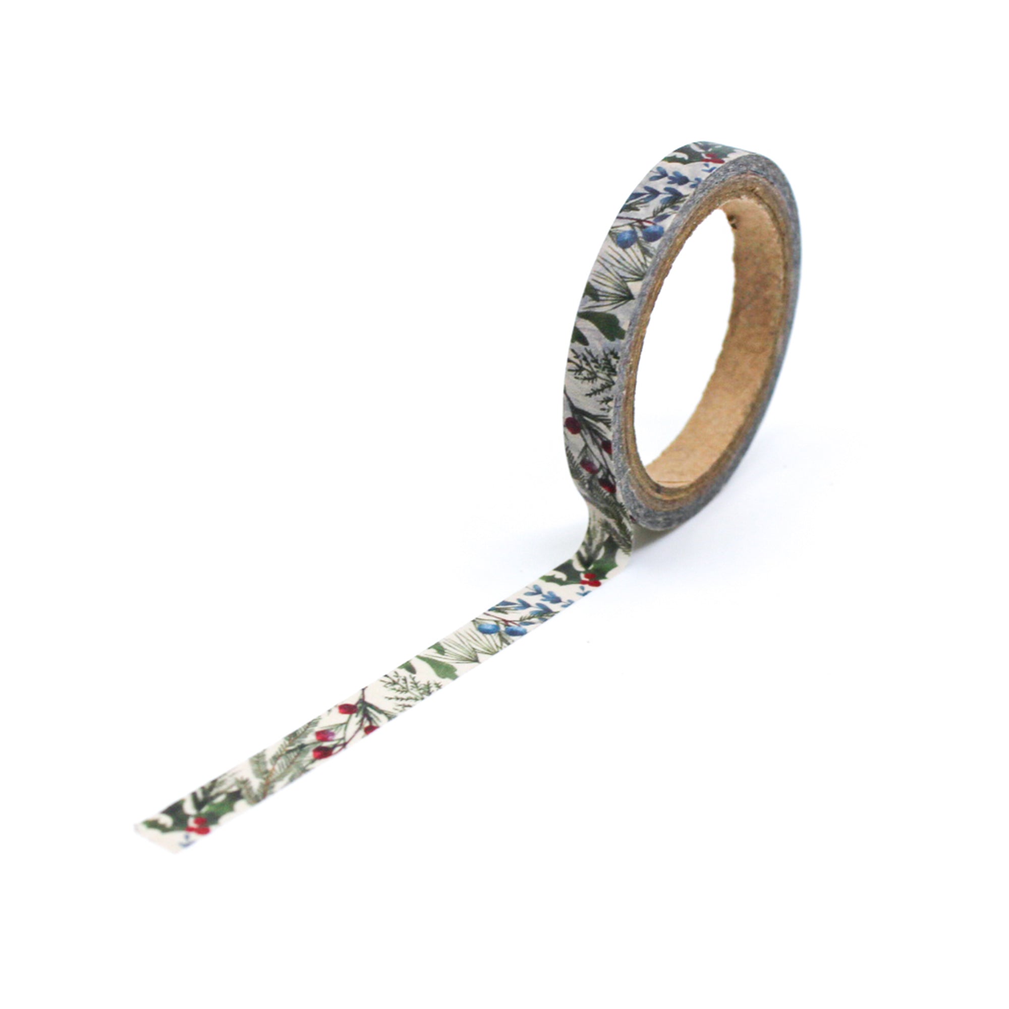 Celebrate the holidays with our holly-themed Washi tape in a slender design, ideal for adding a classic and subtle touch to your crafts, embodying the joy and beauty of holiday foliage. This tape is sold at BBB Supplies Craft Shop.
