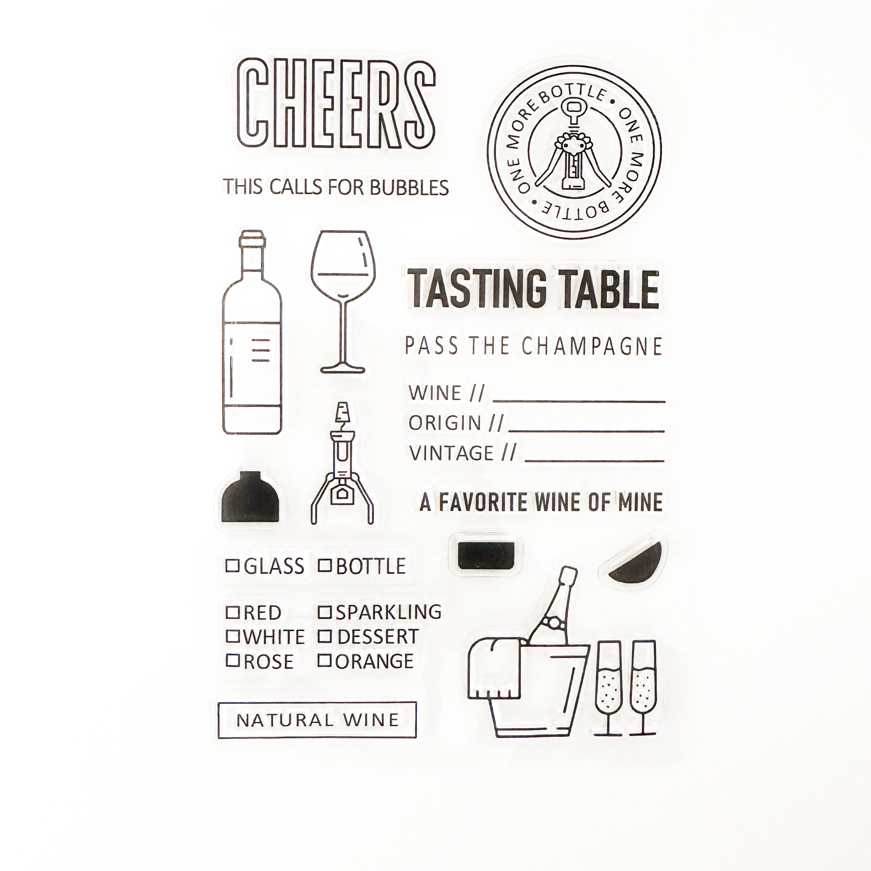 Foodie & Wine Lover Planner Stamps: Enhance your planner with these delightful stamps designed for food and wine enthusiasts. Perfect for marking special dining experiences, wine tastings, or meal planning, these stamps feature fun food and drink icons, adding a tasty touch to your pages. These stamps are sold at BBB Supplies Craft Shop.