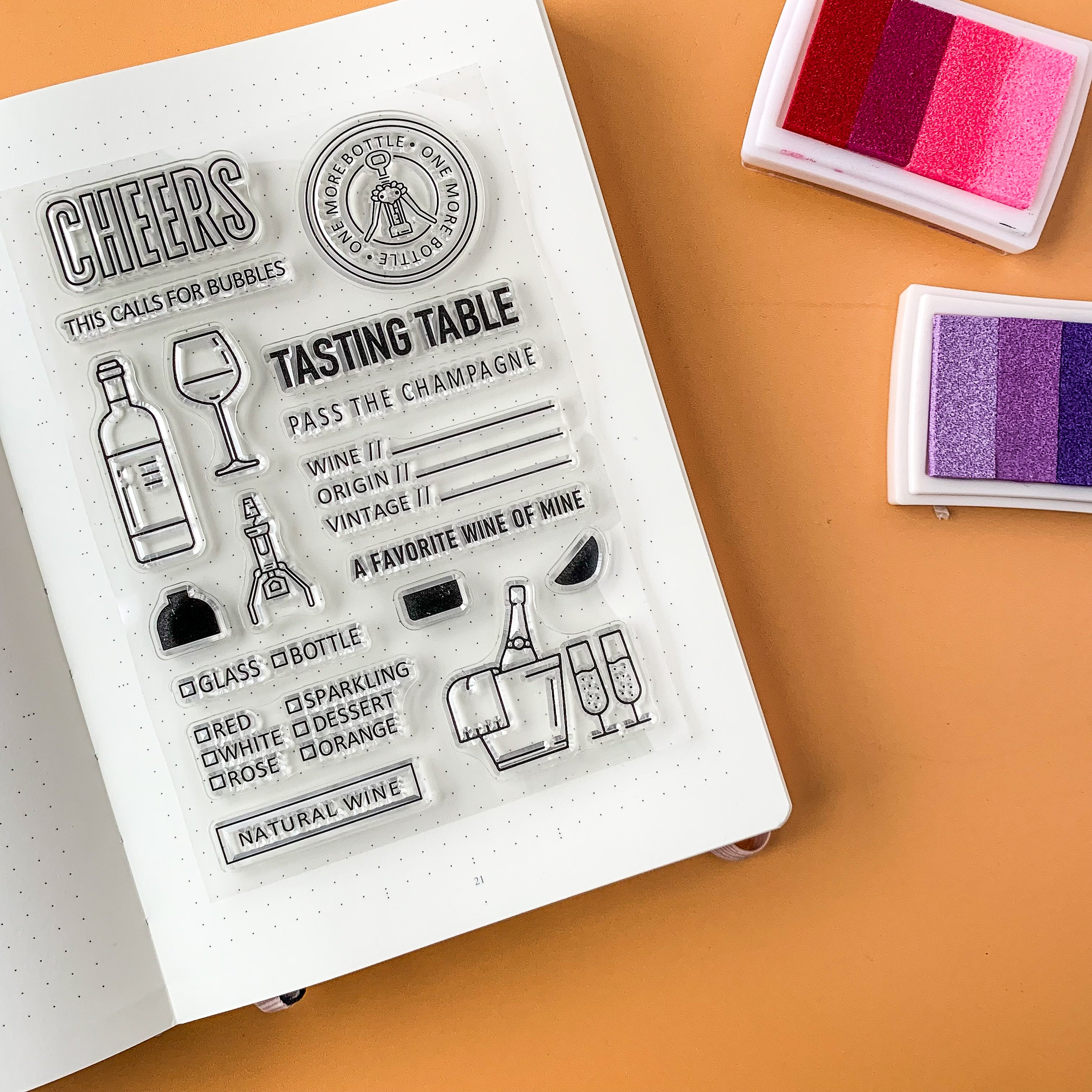 Foodie & Wine Lover Planner Stamps: Enhance your planner with these delightful stamps designed for food and wine enthusiasts. Perfect for marking special dining experiences, wine tastings, or meal planning, these stamps feature fun food and drink icons, adding a tasty touch to your pages. These stamps are sold at BBB Supplies Craft Shop.