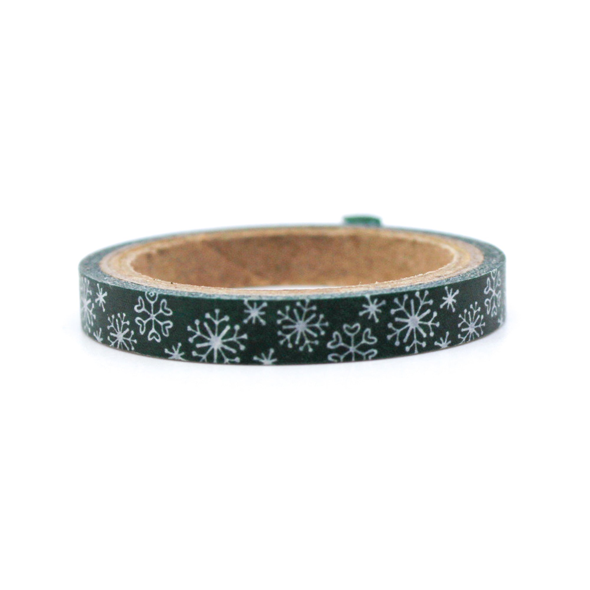 Elevate your winter crafts with our green snowflake washi tape, featuring intricate snowflake designs in a refreshing shade of green, perfect for adding a touch of seasonal wonder to your projects. This tape is sold at BBB Supplies Craft Shop.
