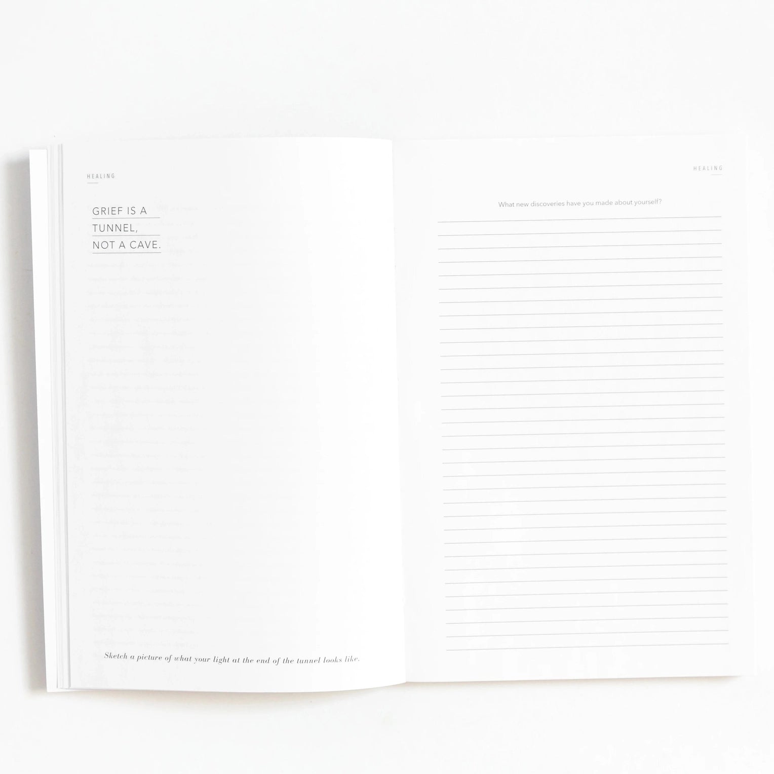 This grief journal offer prompts to help you write about your losses and work through the grieving process at your pace. This journal is from promptly and sold at BBB Supplies Craft Shop.