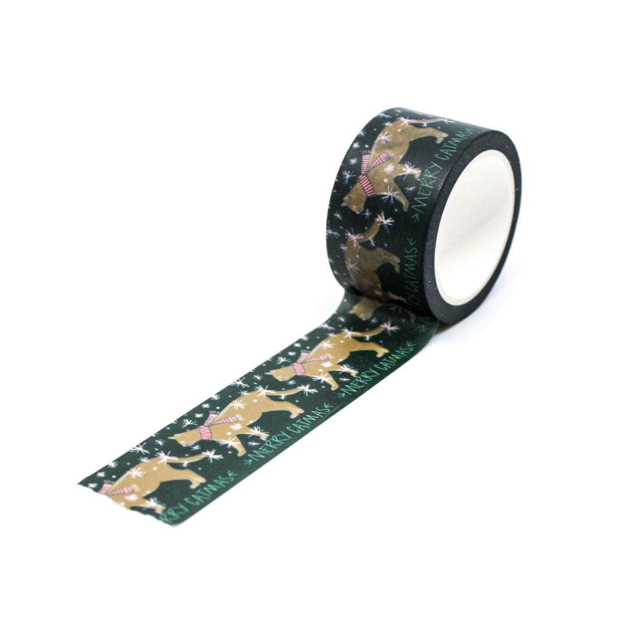 Festive cat themed Christmas washi tape for scrapbooking