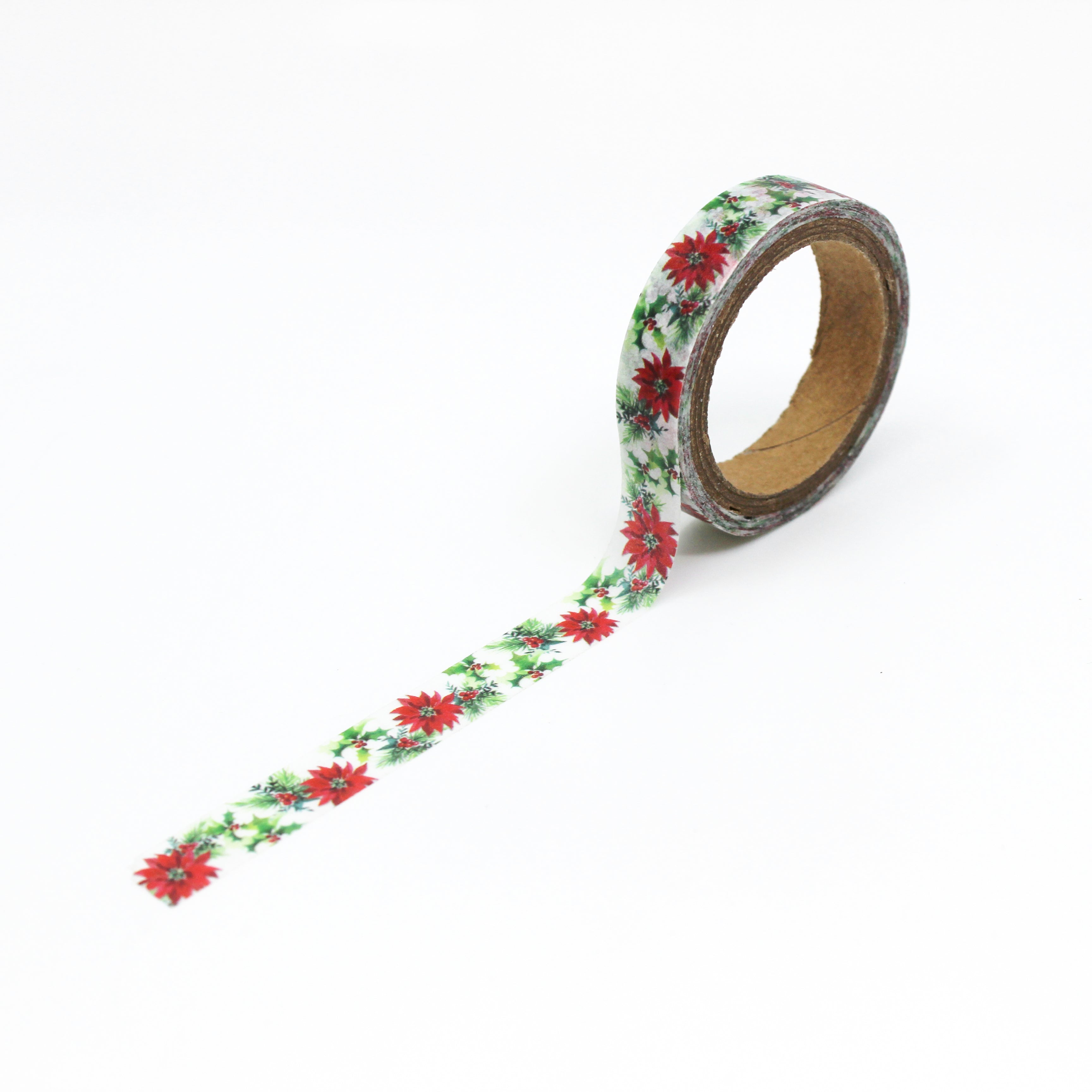 Infuse your creations with the beauty of the season using our washi tape adorned with holiday poinsettias, capturing the spirit and charm of Christmas floral arrangements. This tape is sold at BBB Supplies Craft Shop.