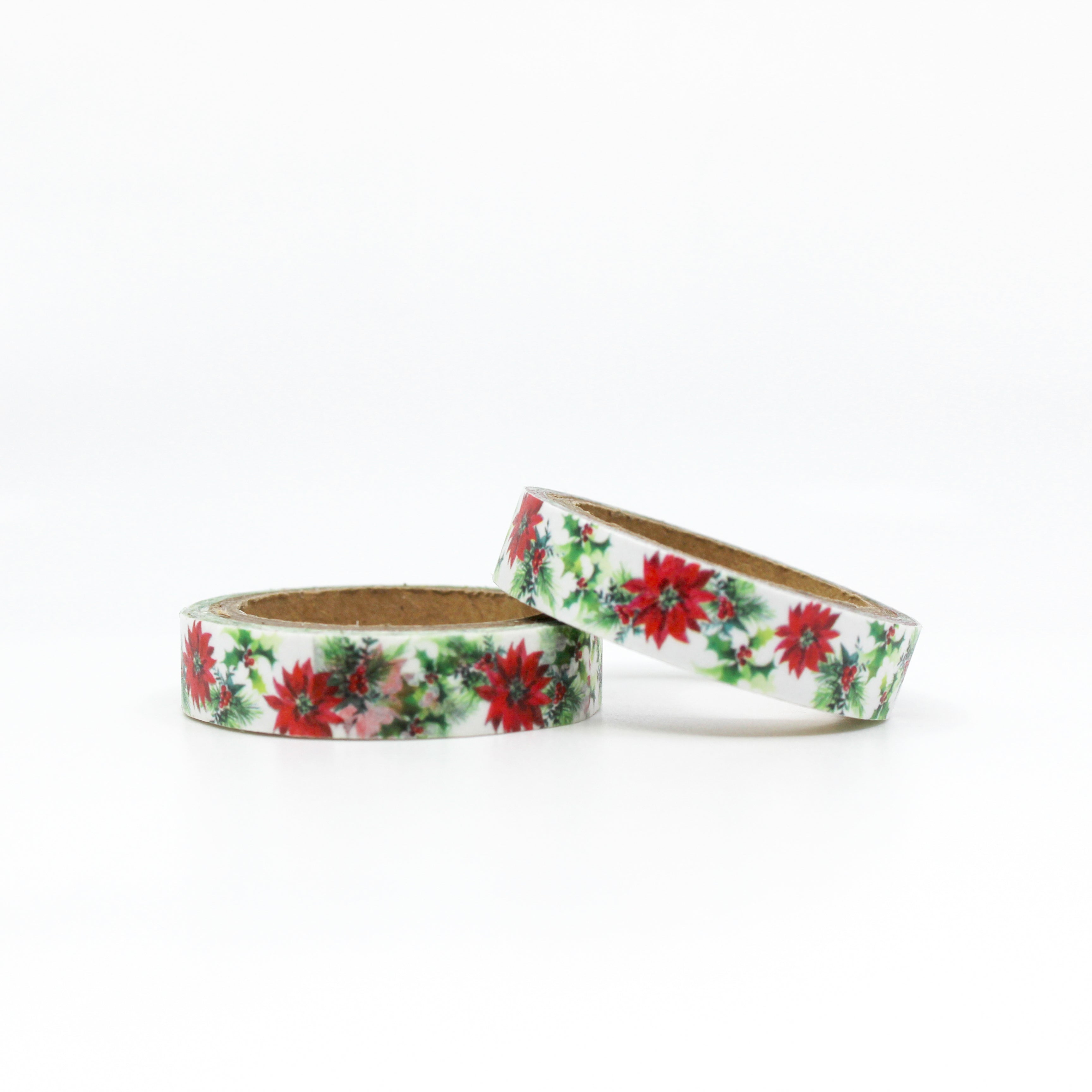 Infuse your creations with the beauty of the season using our washi tape adorned with holiday poinsettias, capturing the spirit and charm of Christmas floral arrangements. This tape is sold at BBB Supplies Craft Shop.